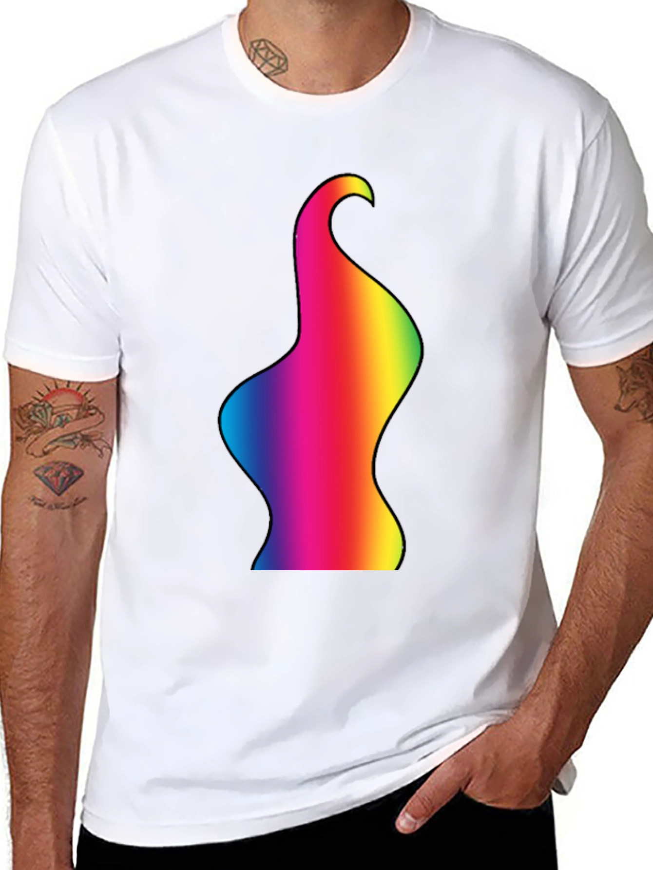 Rainbow Body Art Tee - Black Cotton Blend