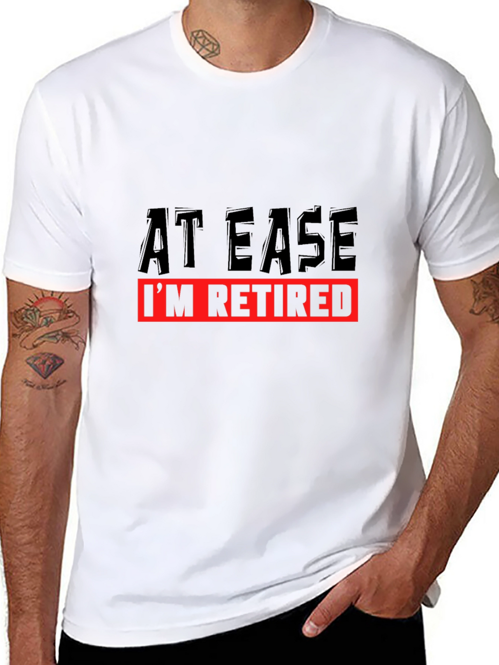 At Ease Im Retired Black Graphic T-Shirt