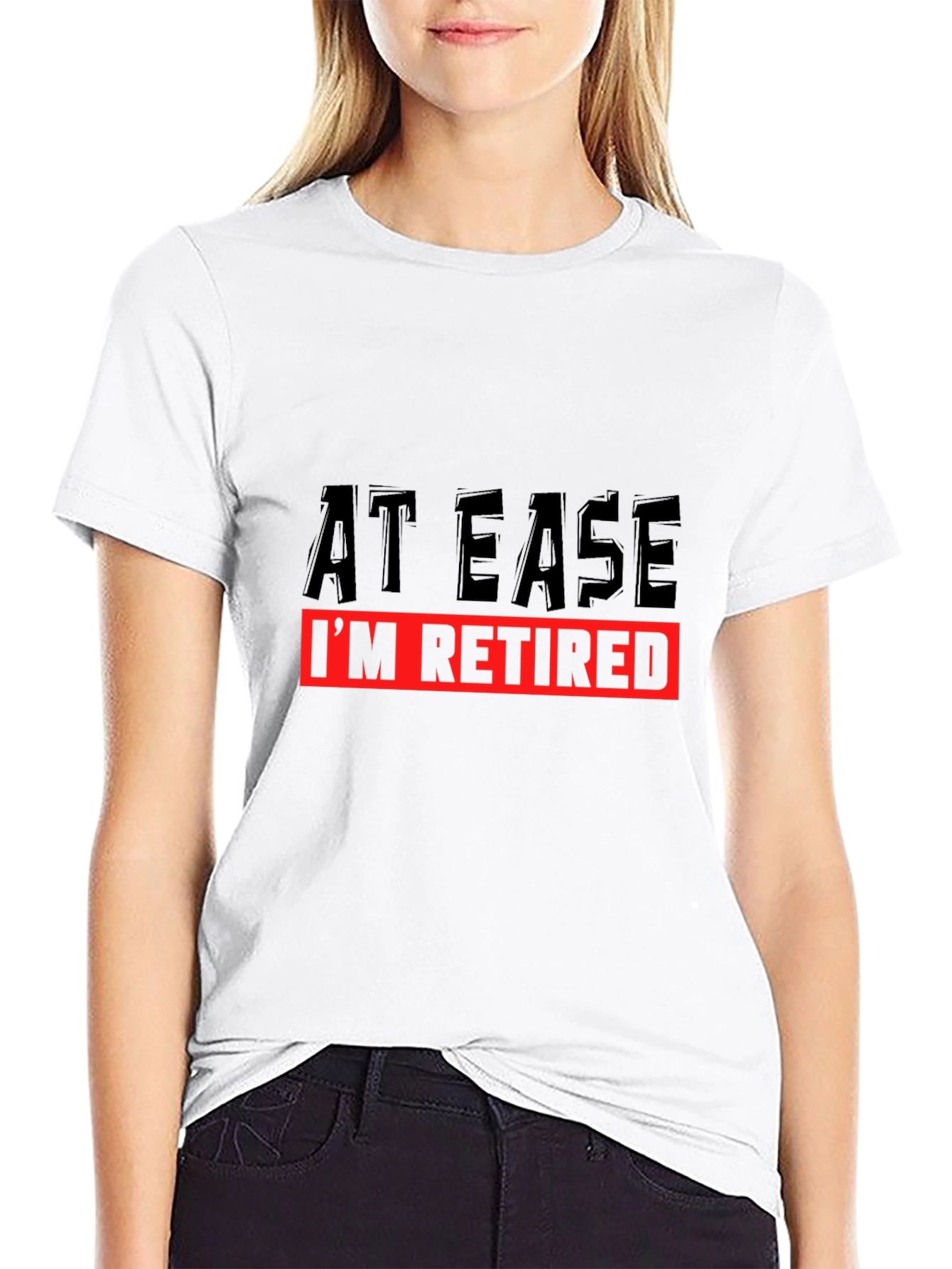 At Ease Im Retired Black Graphic T-Shirt