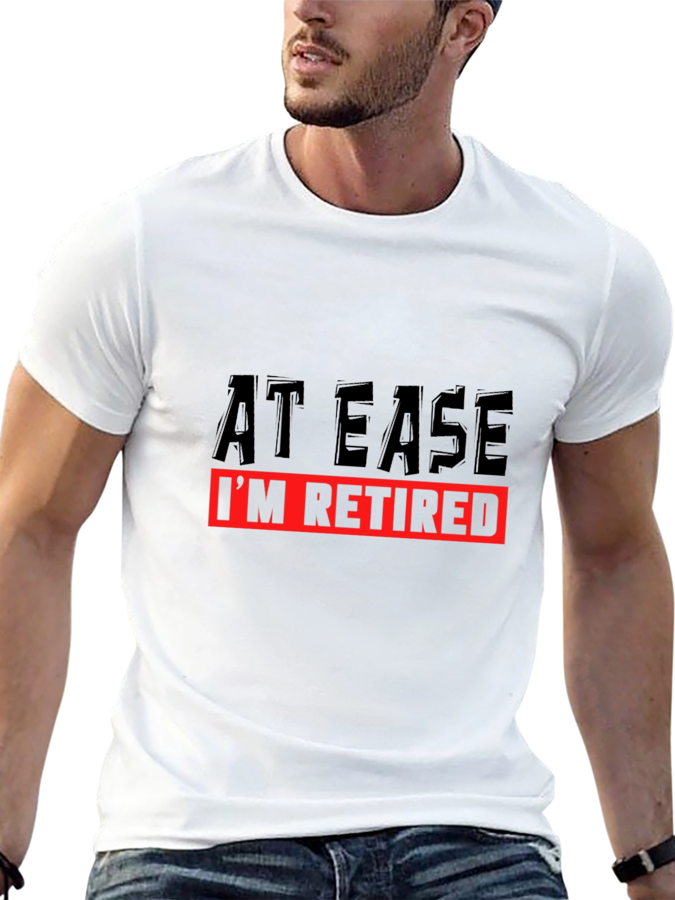 At Ease Im Retired Black Graphic T-Shirt