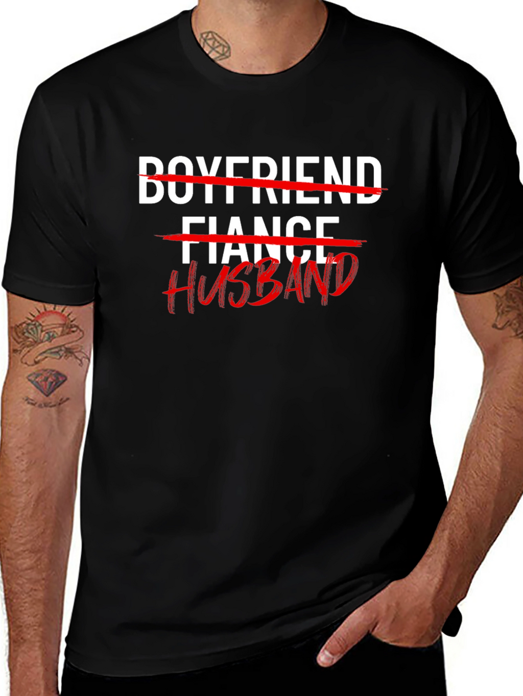 Husband T-Shirt: Crossed Out Fiance & Boyfriend Tee