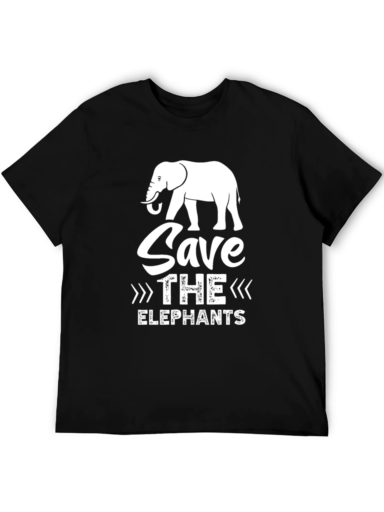 Save the Elephants Graphic Tee - Black Cotton Casual T-Shirt