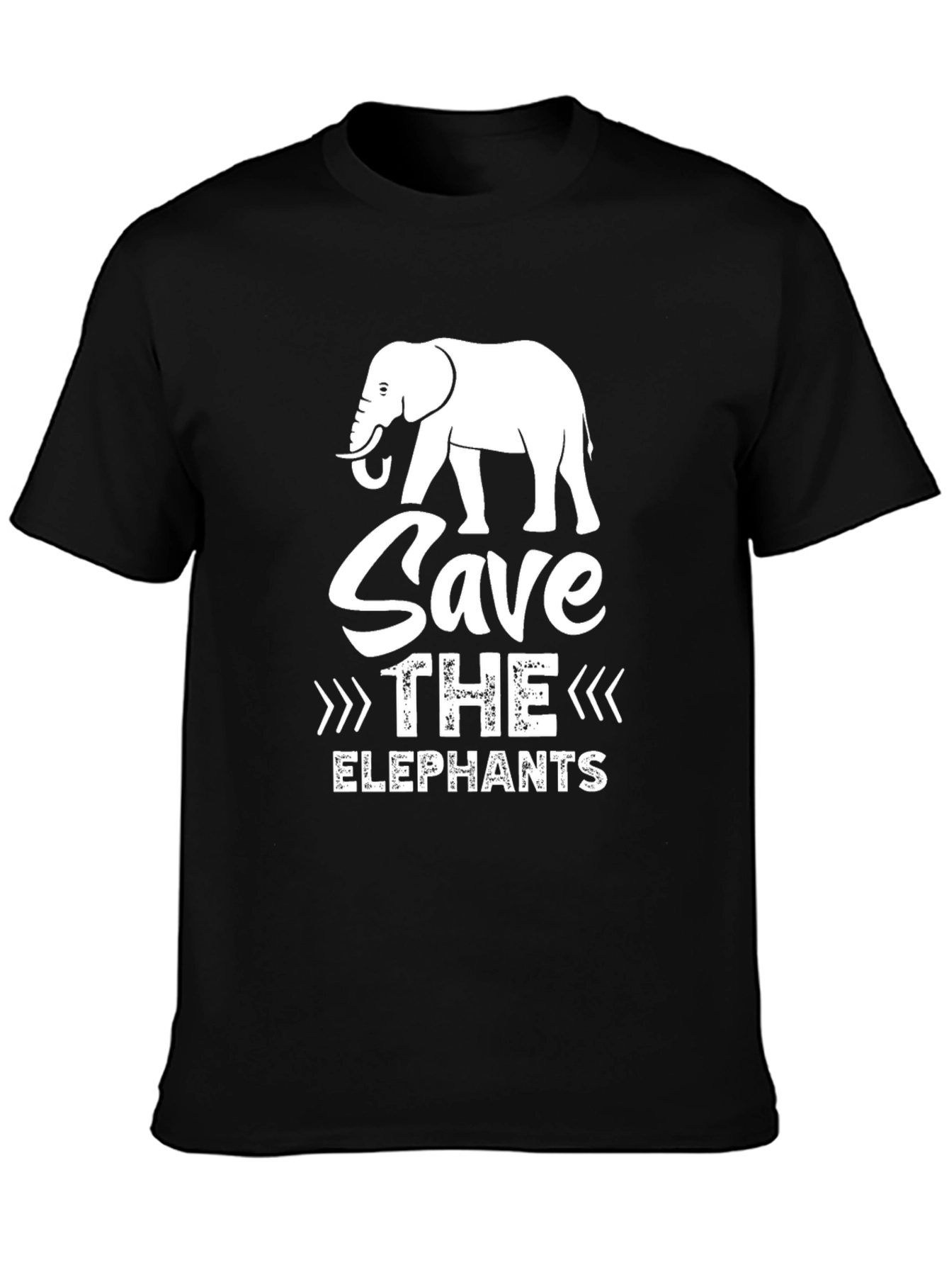 Save the Elephants Graphic Tee - Black Cotton Casual T-Shirt