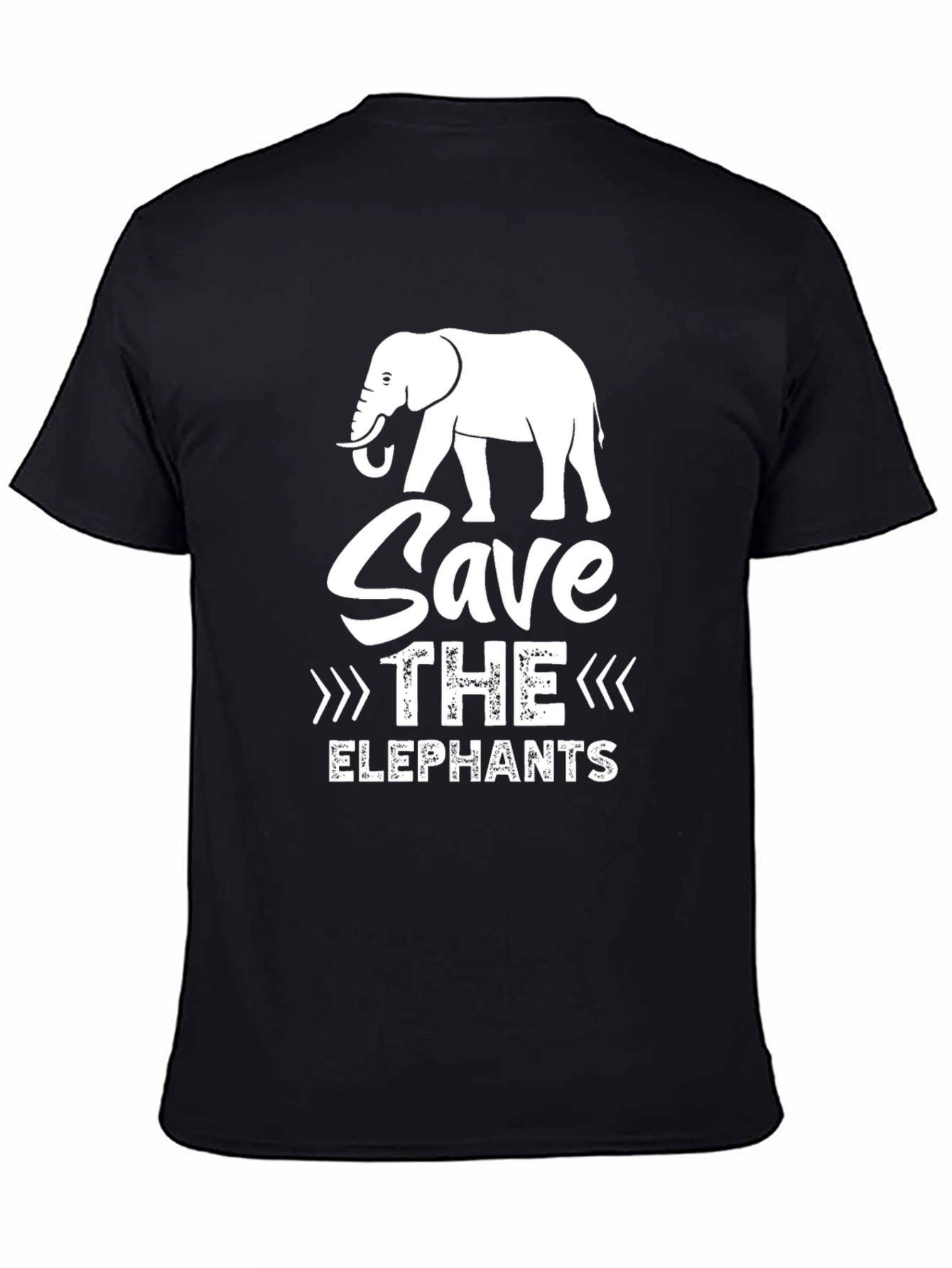 Save the Elephants Graphic Tee - Black Cotton Casual T-Shirt
