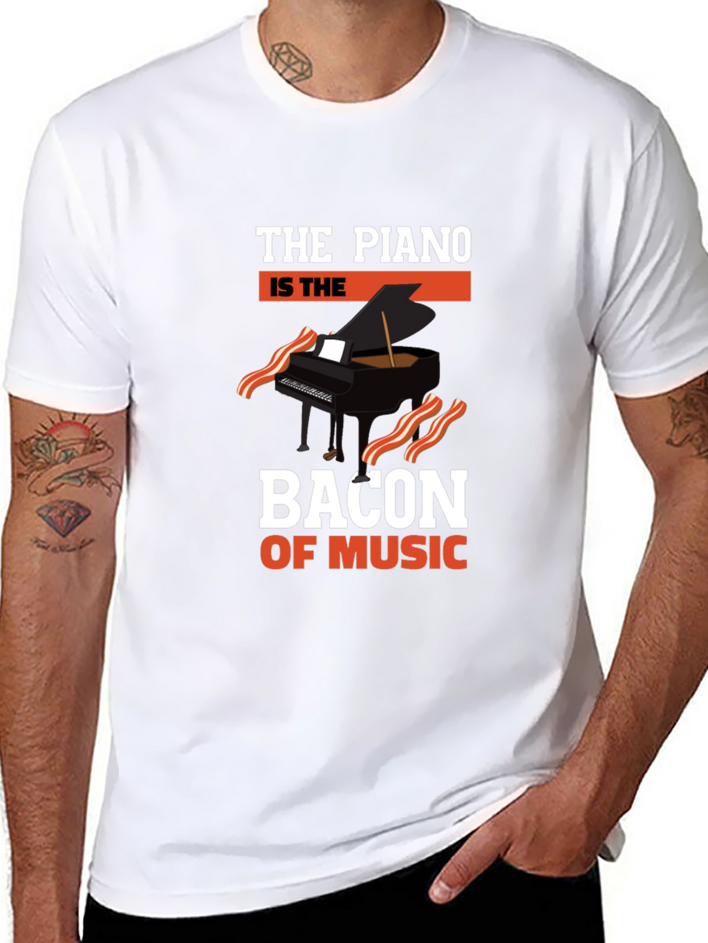 Piano Bacon of Music Graphic T-Shirt