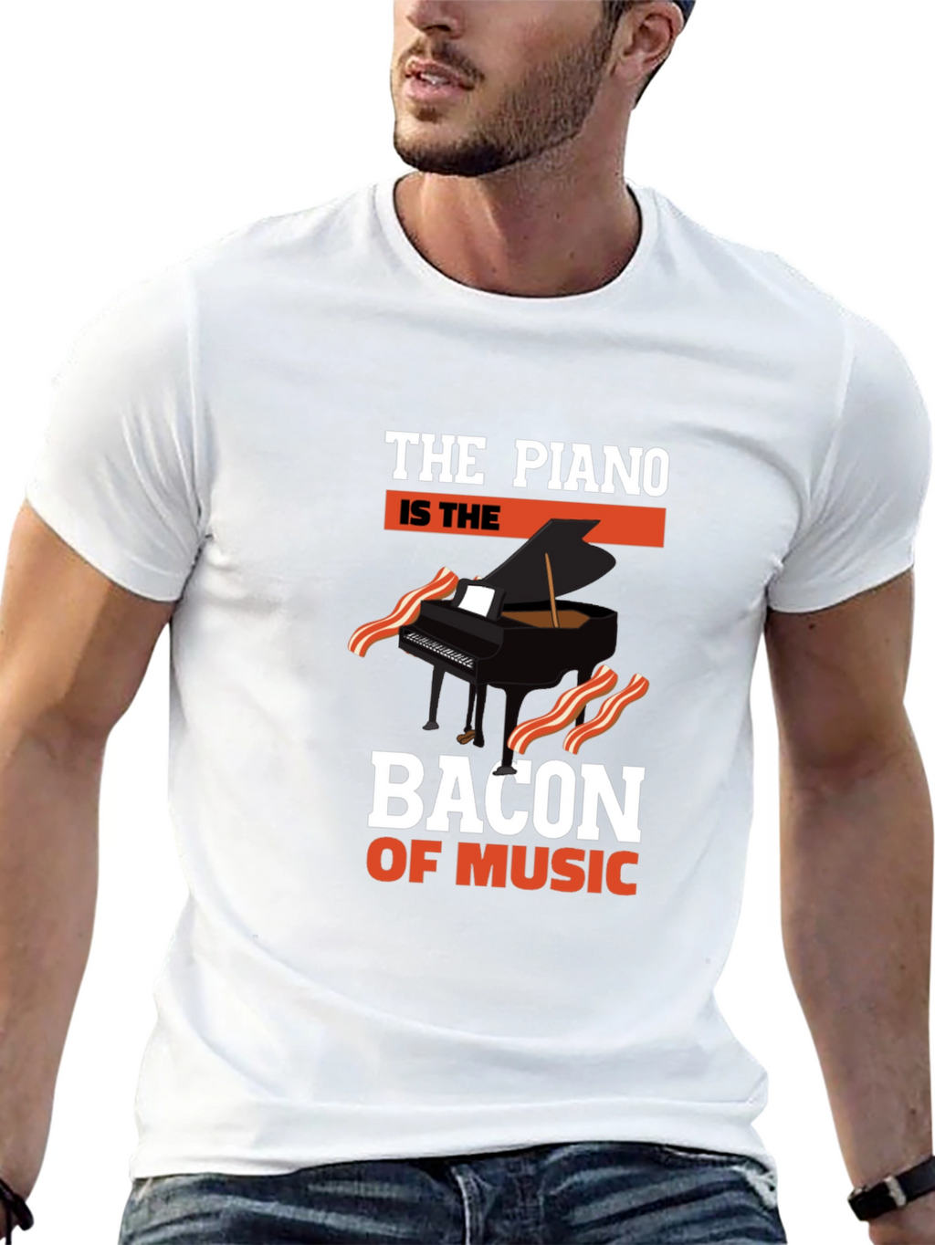 Piano Bacon of Music Graphic T-Shirt