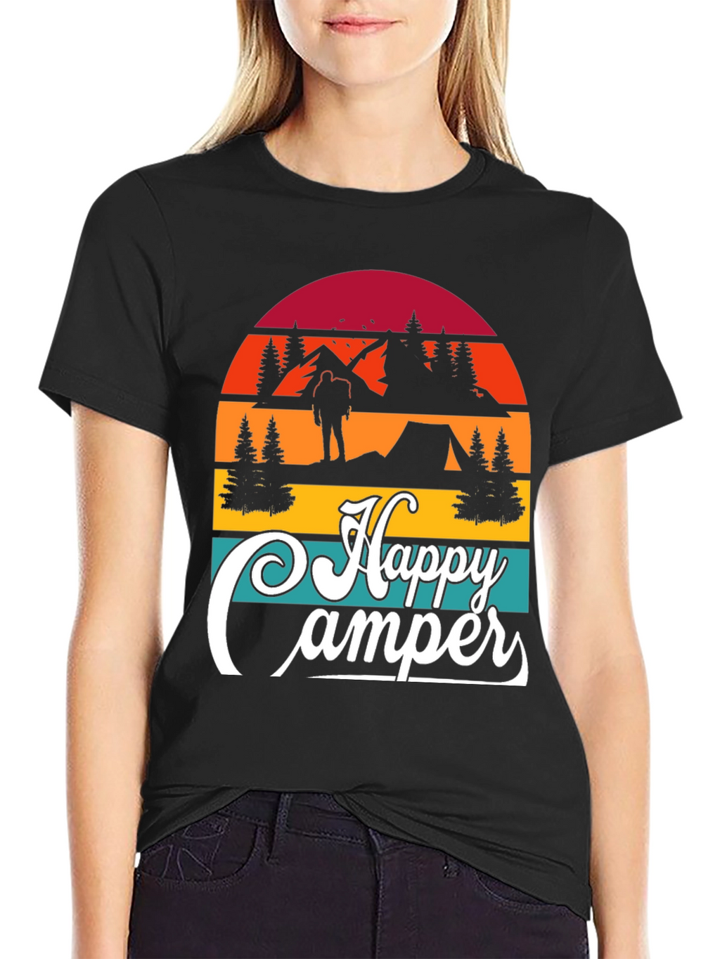 Happy Camper Graphic T-Shirt Outdoor Adventure Tee