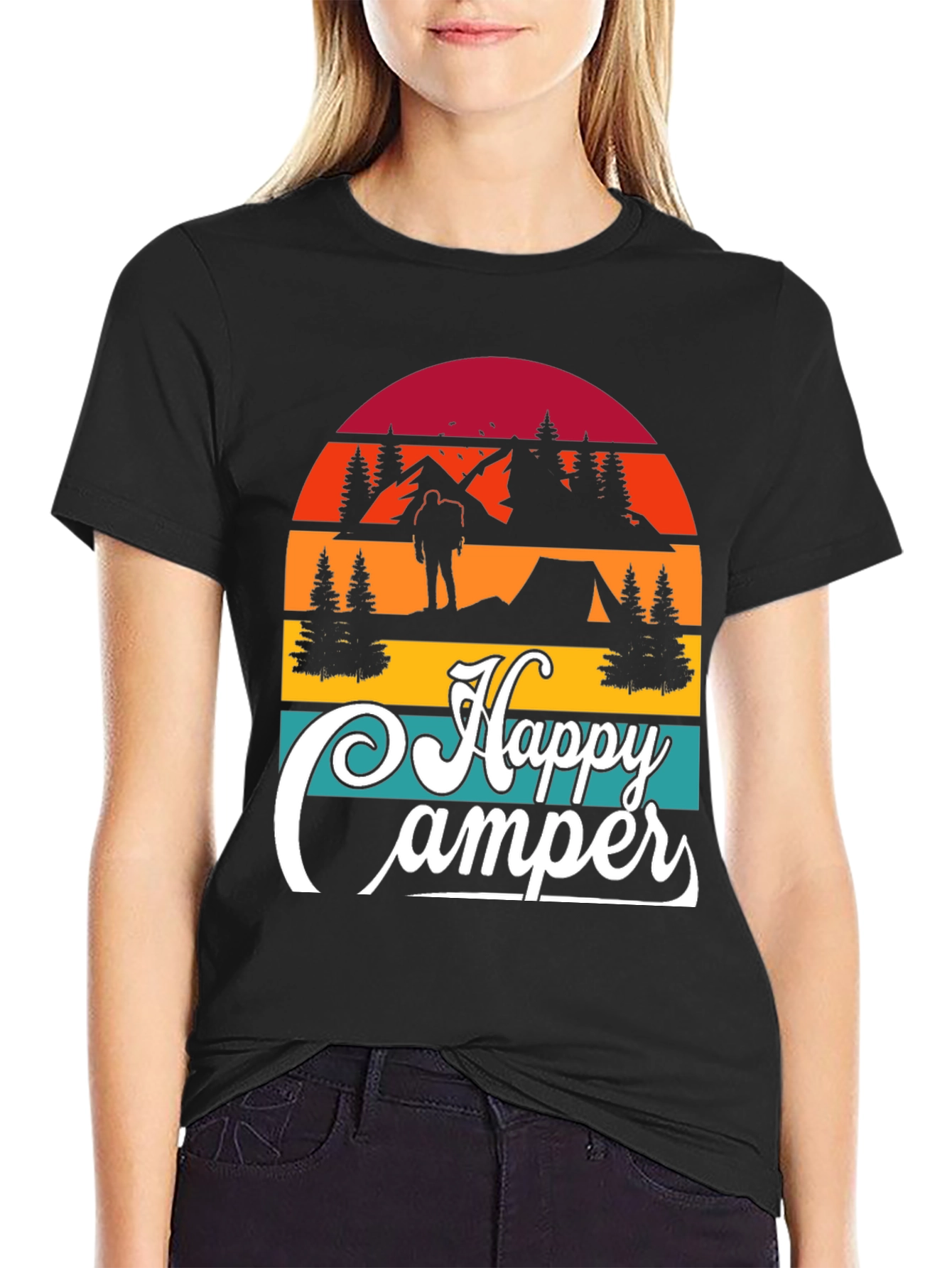 Happy Camper Graphic T-Shirt Outdoor Adventure Tee