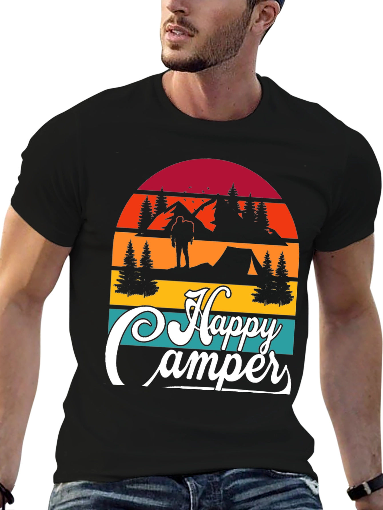 Happy Camper Graphic T-Shirt Outdoor Adventure Tee