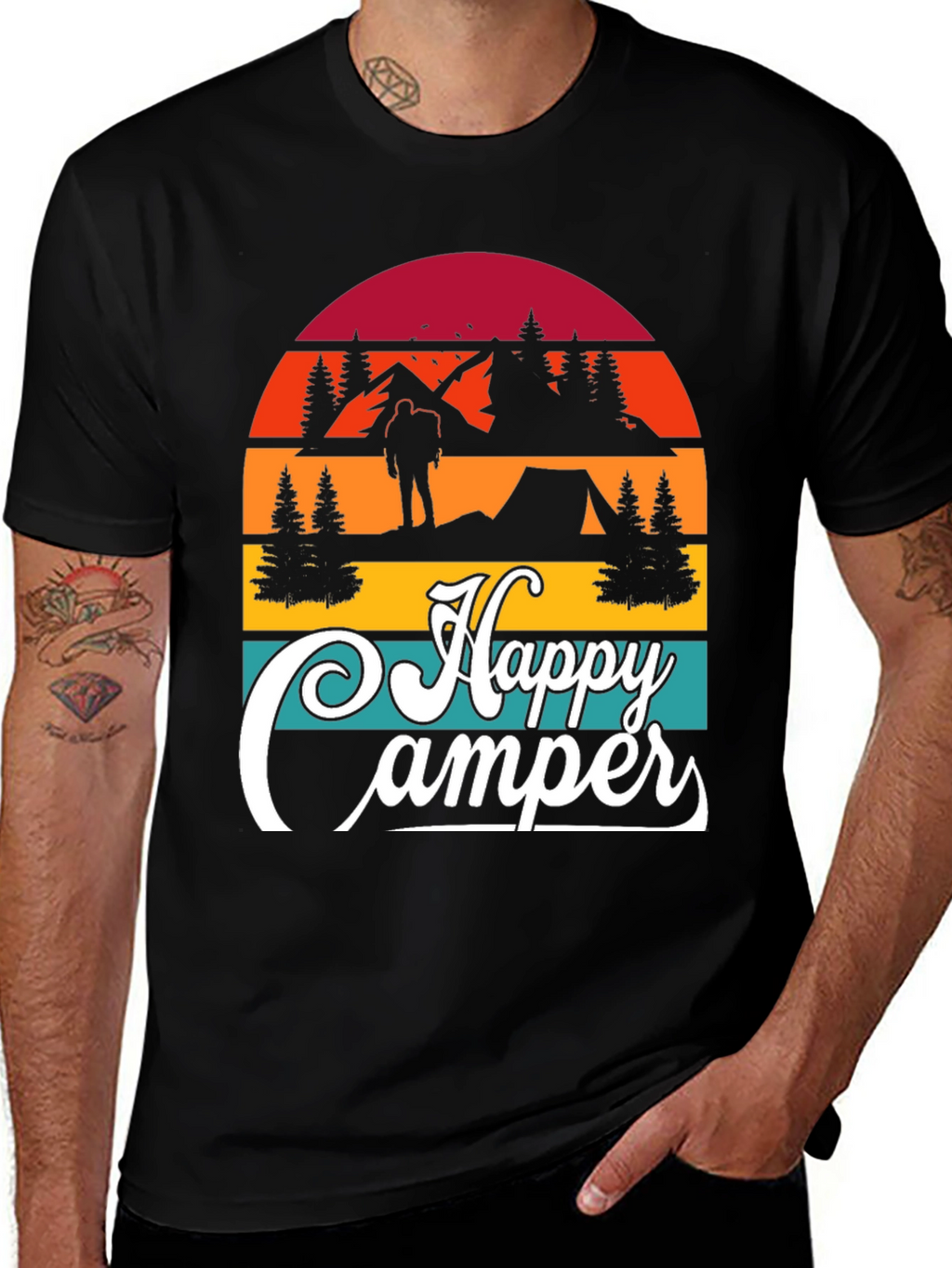 Happy Camper Graphic T-Shirt Outdoor Adventure Tee