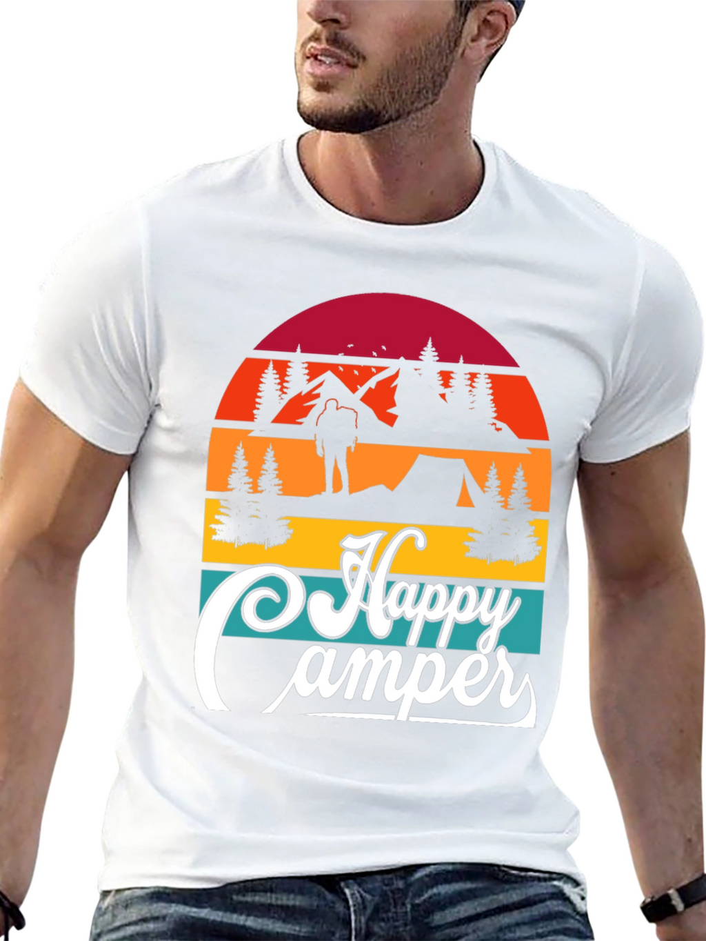 Happy Camper Graphic T-Shirt Outdoor Adventure Tee