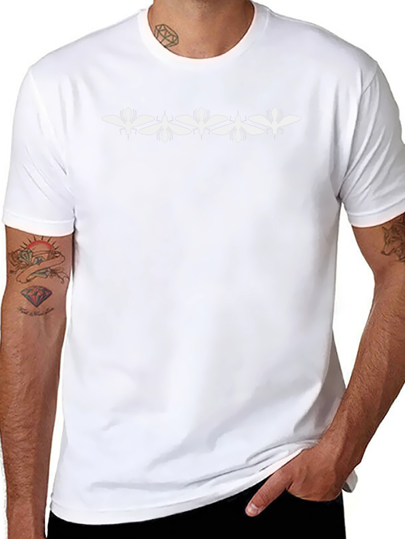 Insect Graphic Tee - Black Cotton Crew Neck T-Shirt
