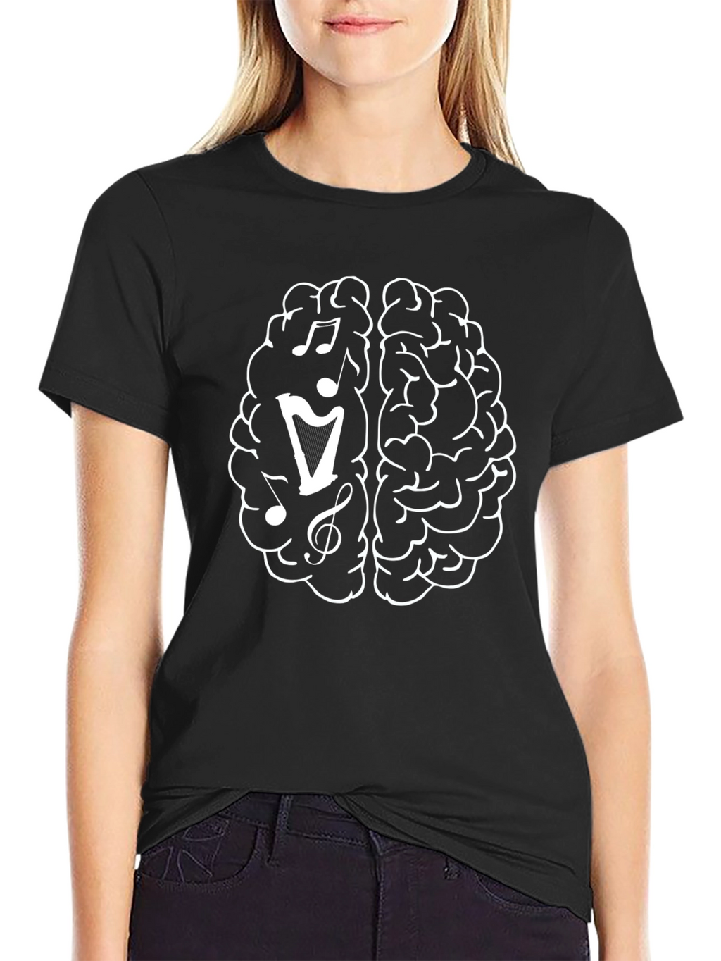 Musical Brain Graphic Tee - Black Cotton T-Shirt