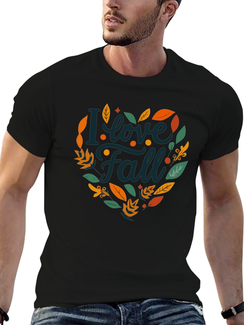 I Love Fall T-Shirt - Black Autumn Graphic Tee