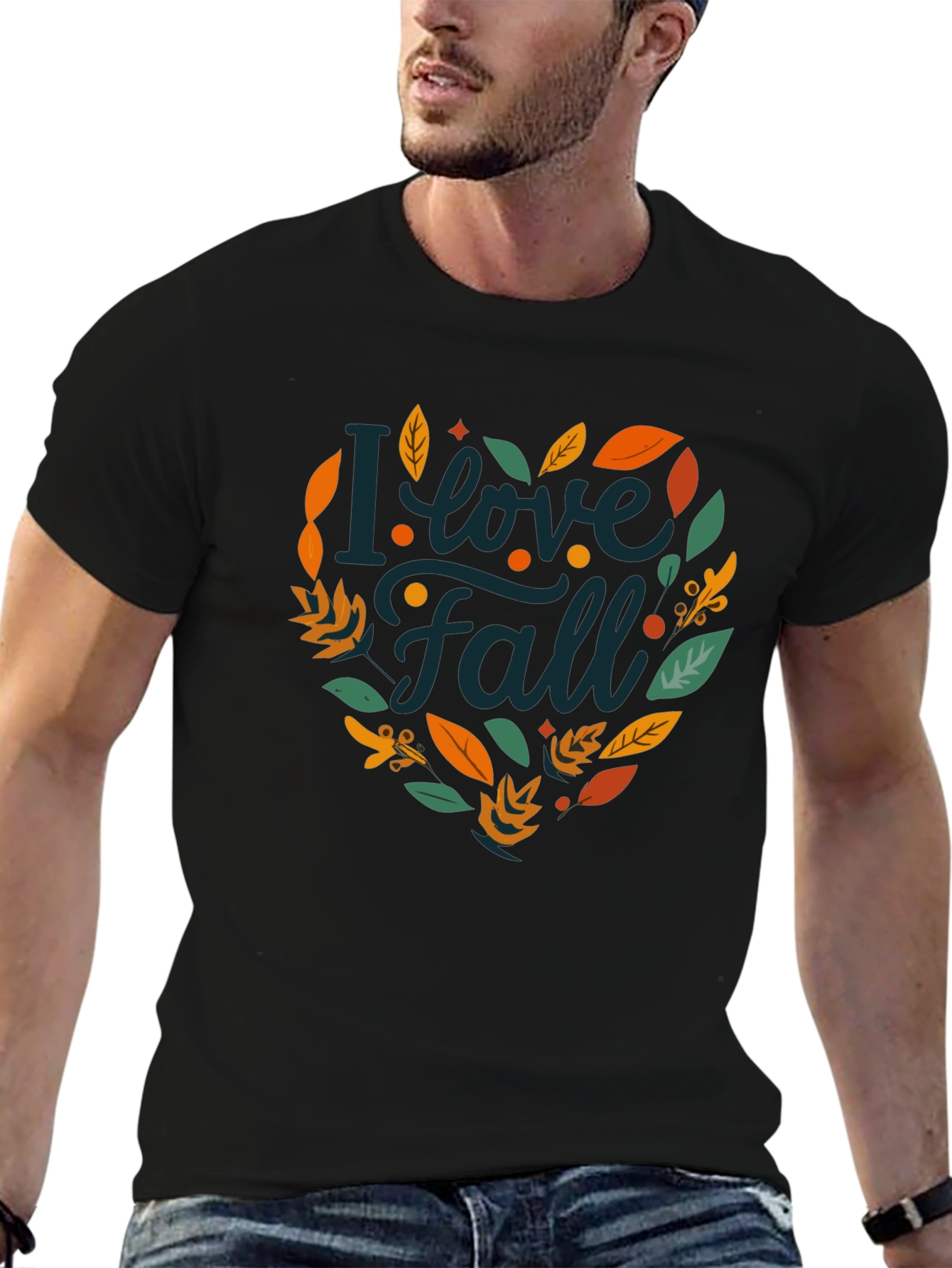 I Love Fall T-Shirt - Black Autumn Graphic Tee