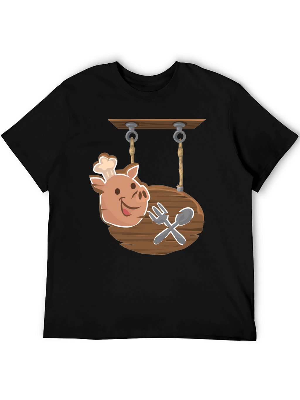 Chef Pig Sign Black T-Shirt
