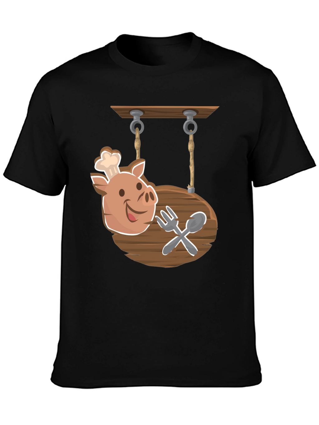 Chef Pig Sign Black T-Shirt