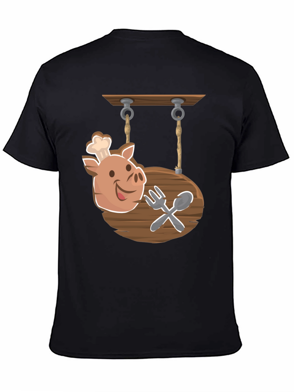 Chef Pig Sign Black T-Shirt