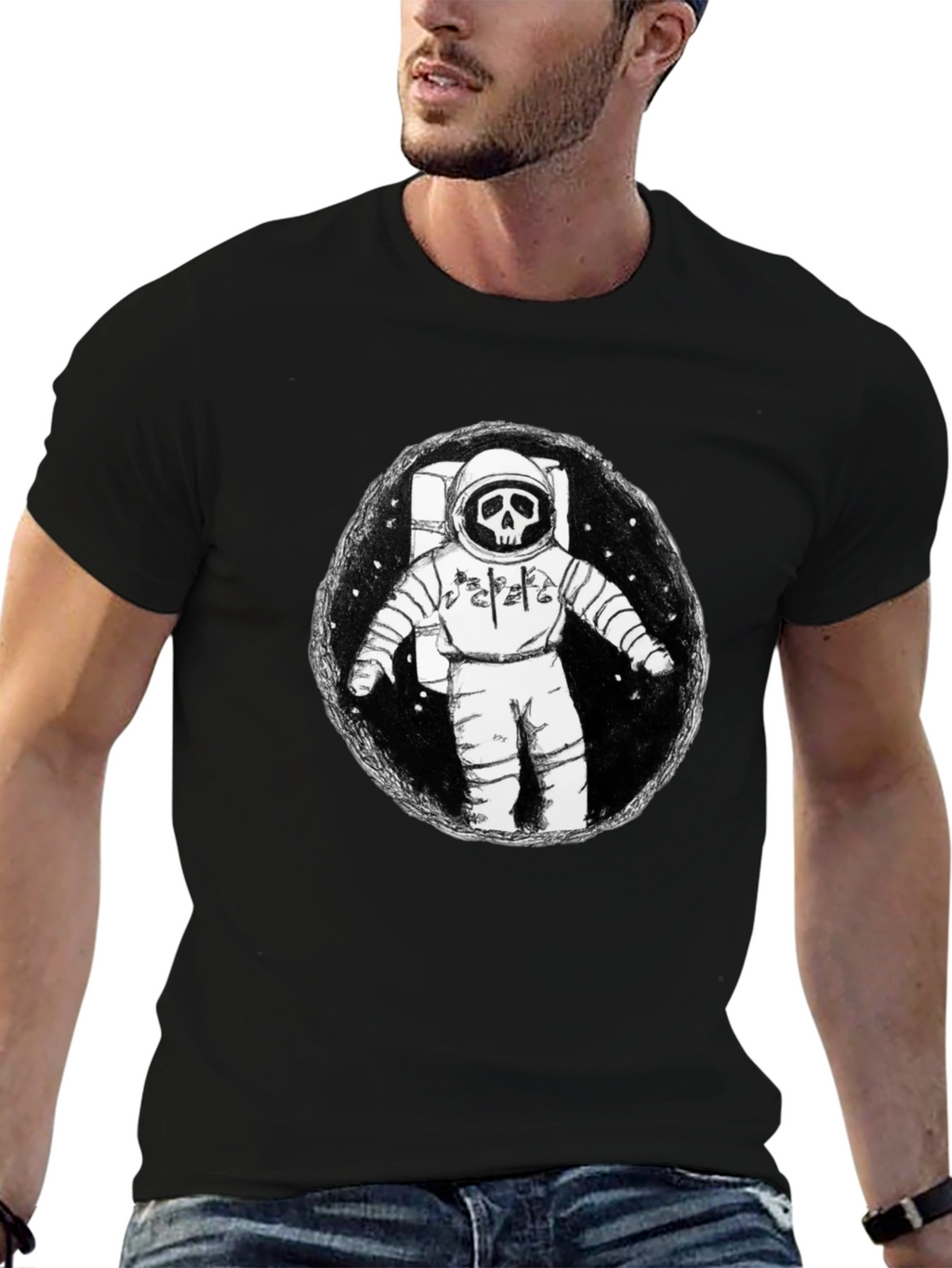 Grim Astronaut Graphic T-Shirt