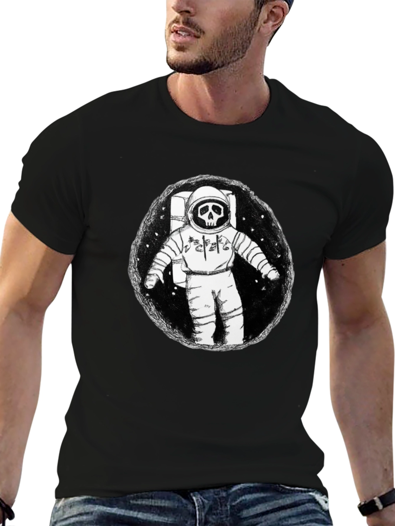 Grim Astronaut Graphic T-Shirt