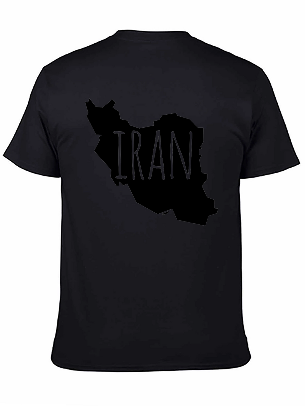 Iran Map Graphic Tee - Black Crew Neck T-Shirt