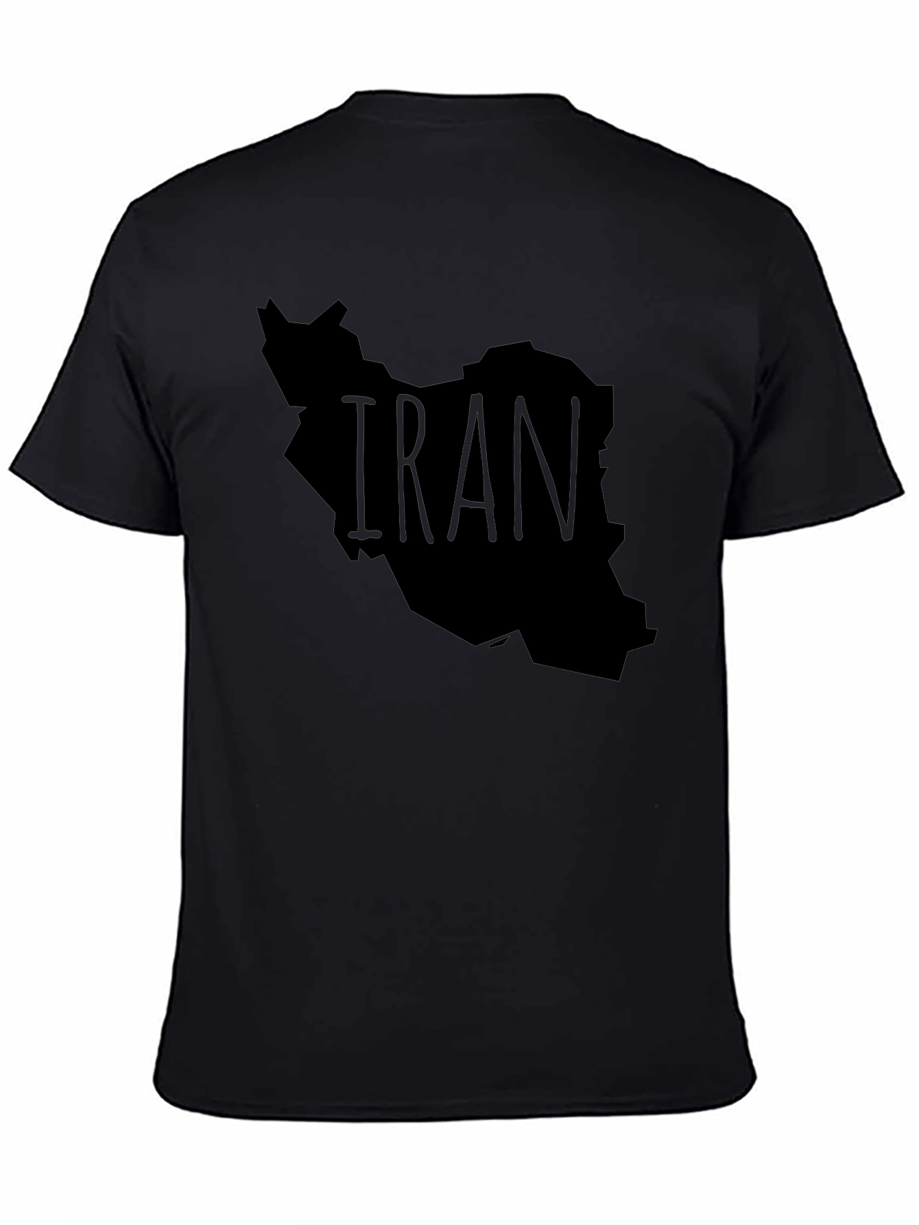 Iran Map Graphic Tee - Black Crew Neck T-Shirt