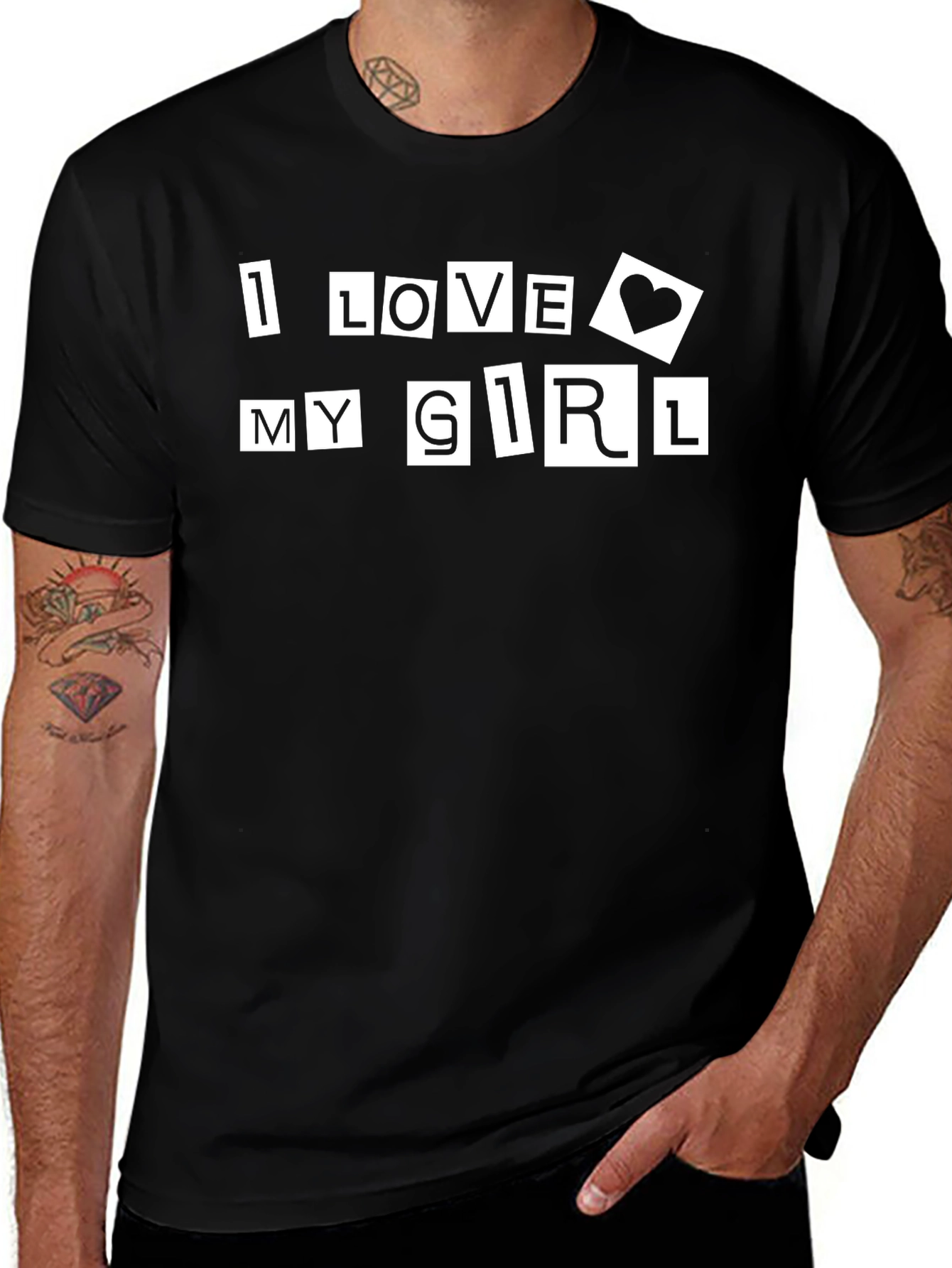 I Love My Girl Black Graphic Tee Shirt