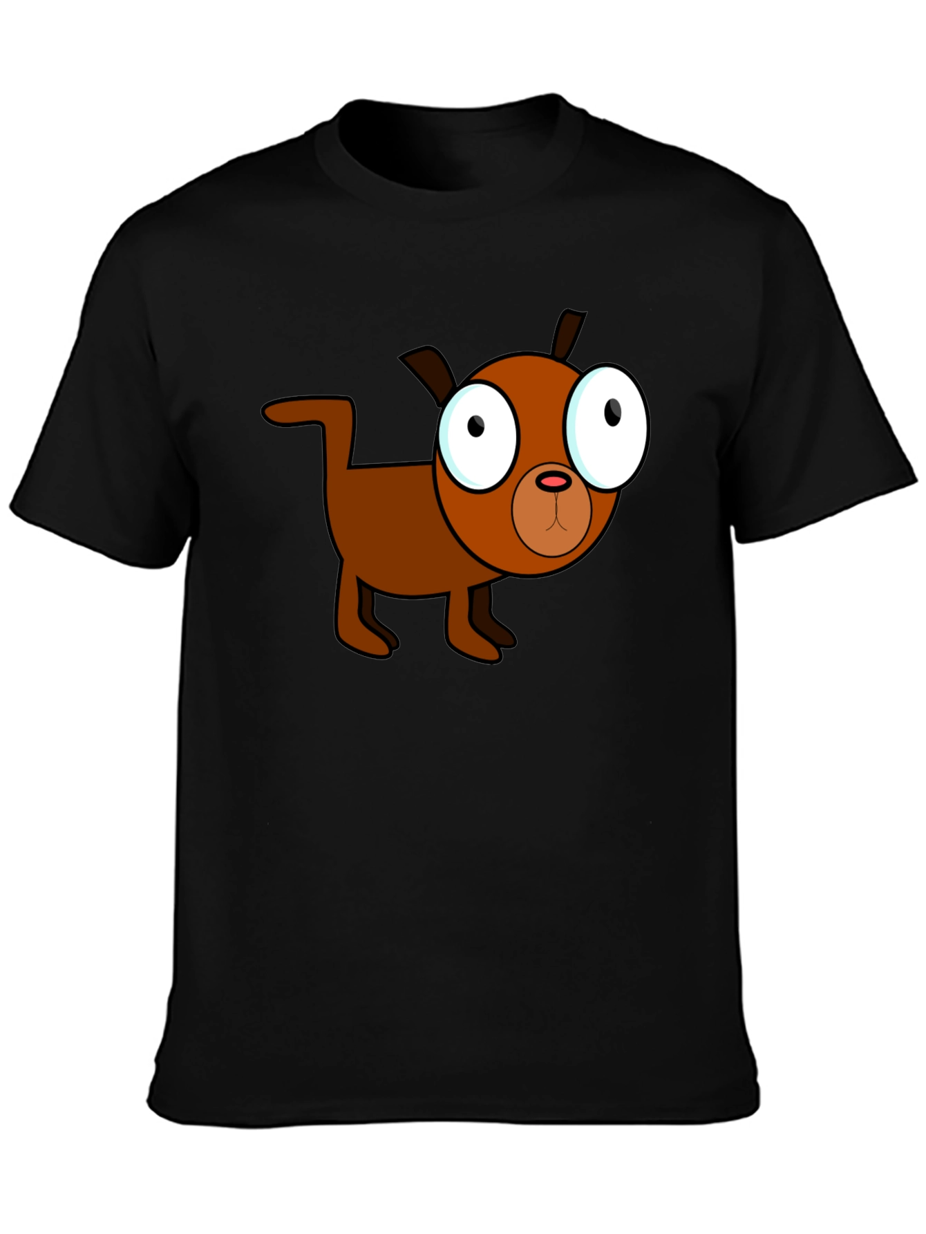 Cartoon Dog Black T-Shirt - Unique Design