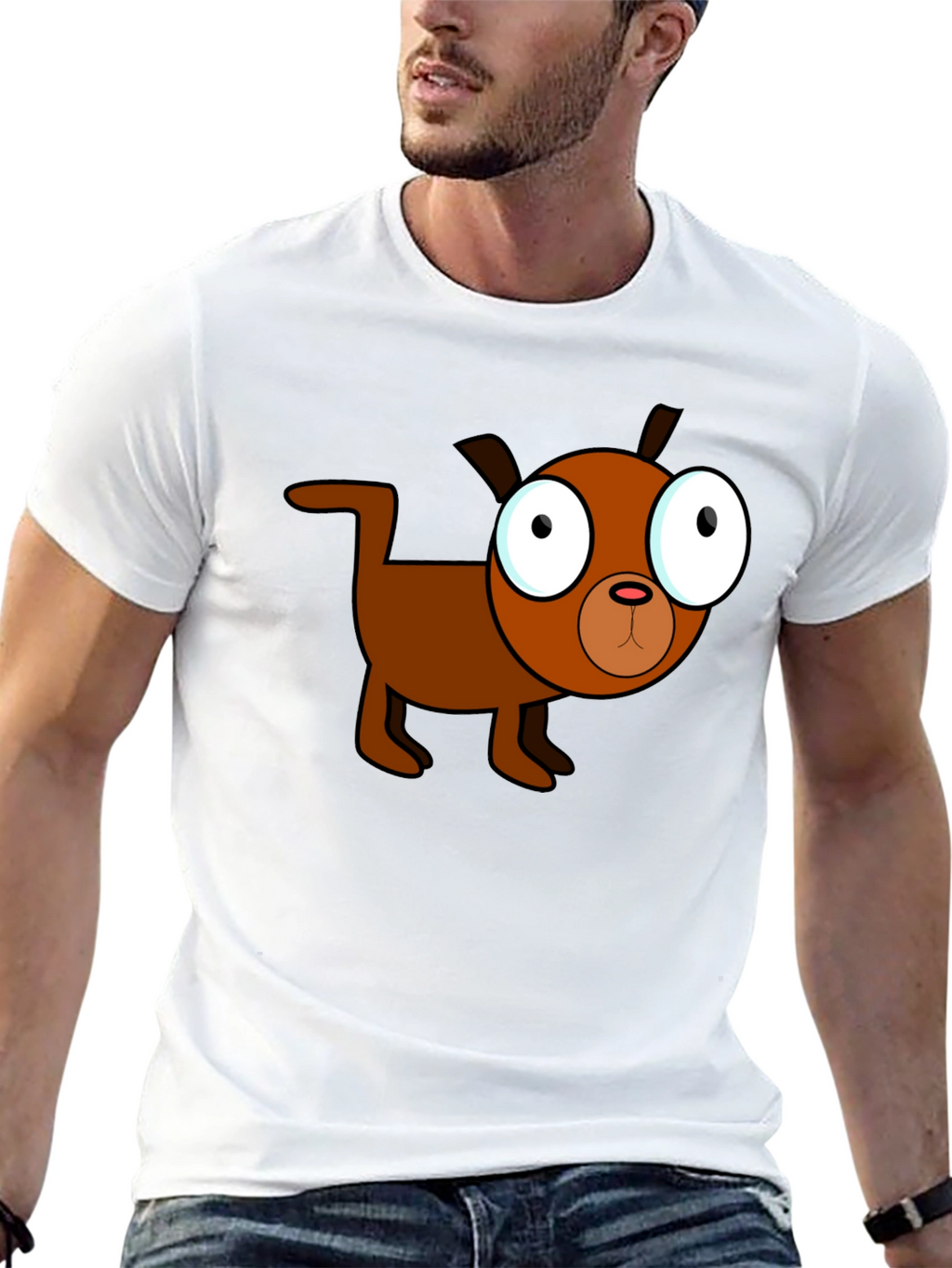 Cartoon Dog Black T-Shirt - Unique Design