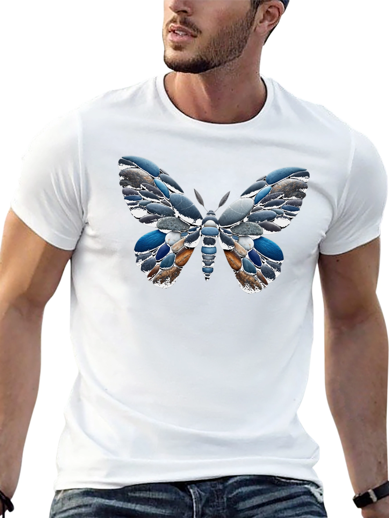 Stone Butterfly Graphic Tee - Unique Nature Design