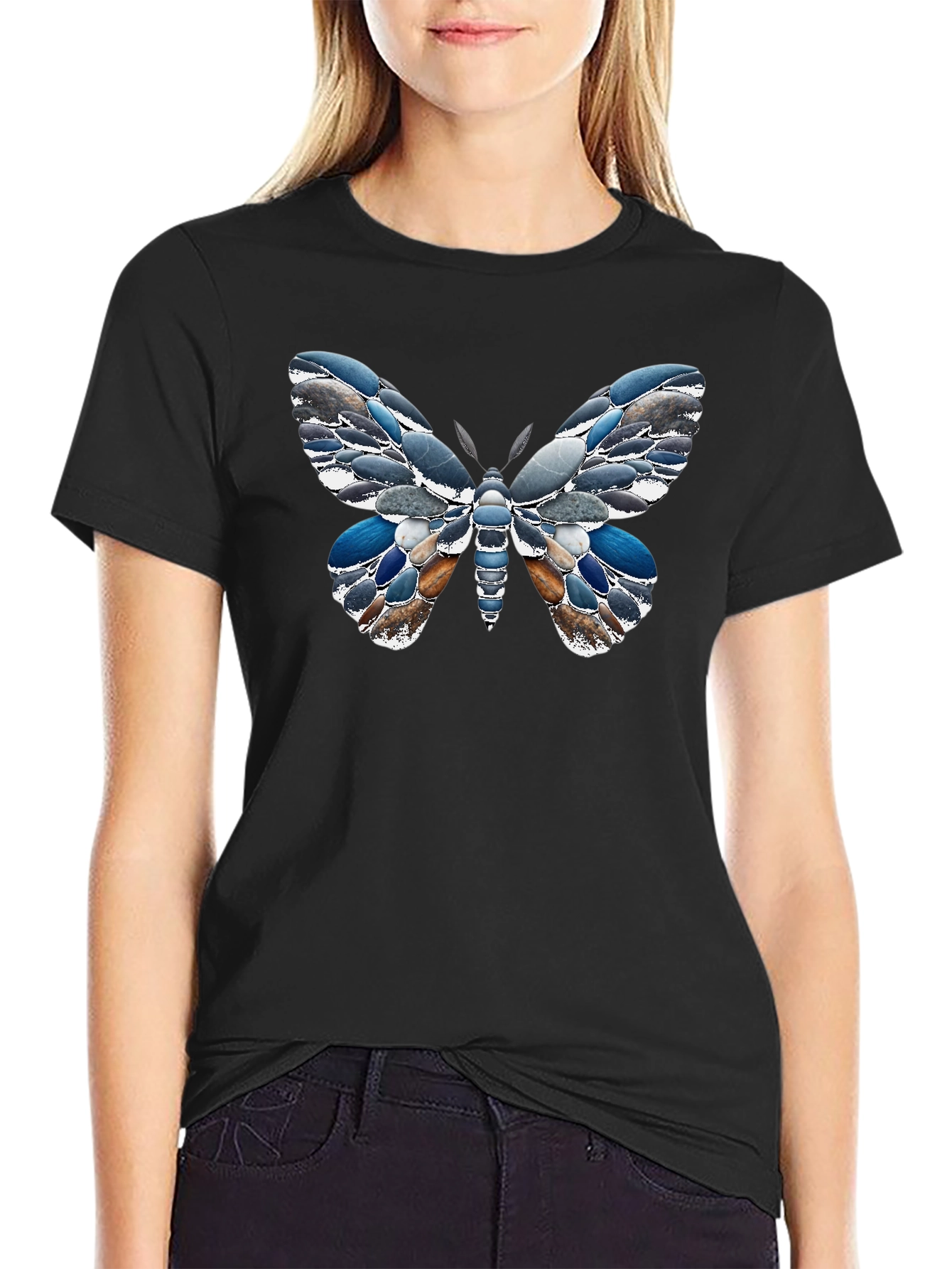 Stone Butterfly Graphic Tee - Unique Nature Design