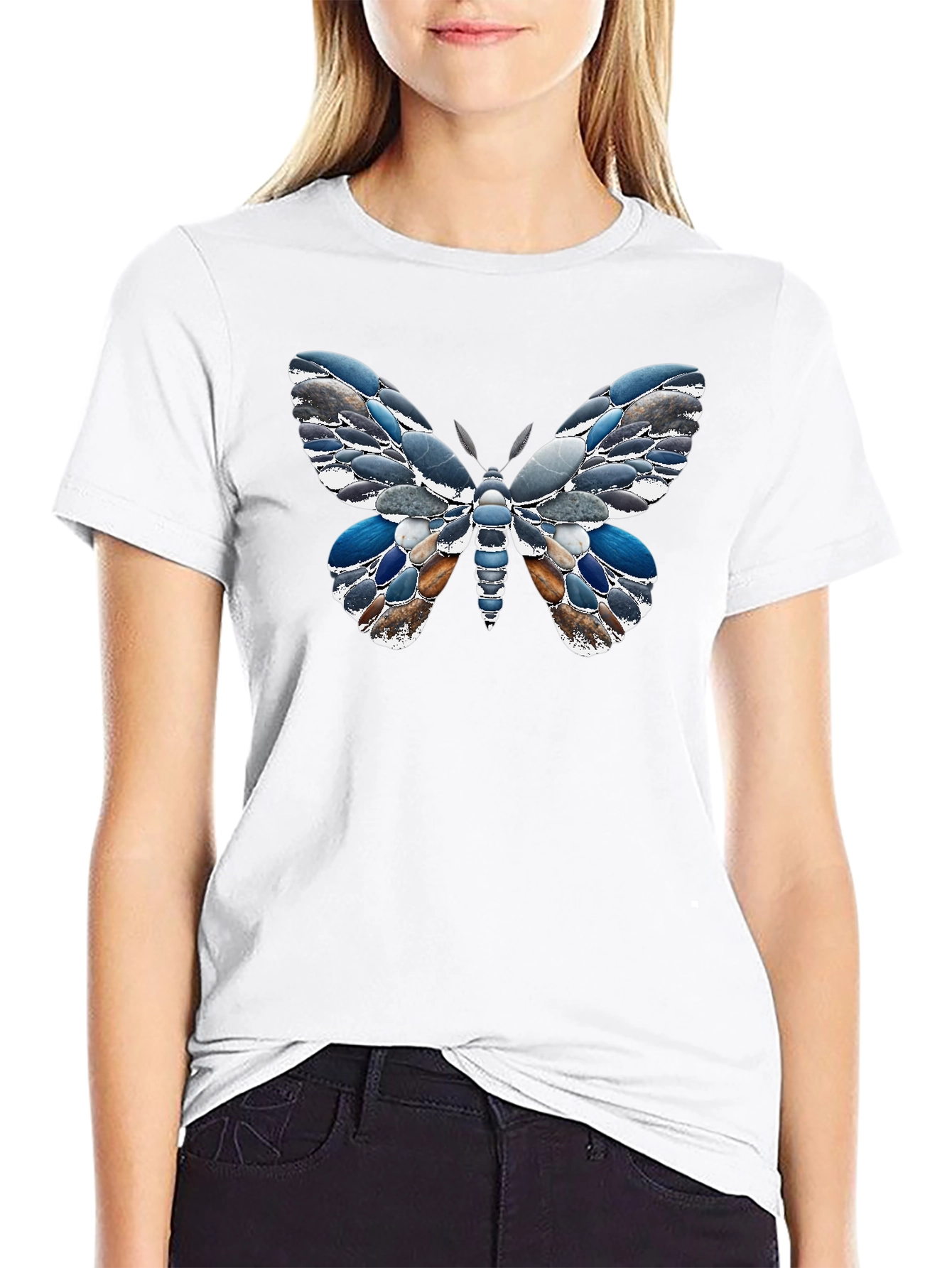 Stone Butterfly Graphic Tee - Unique Nature Design