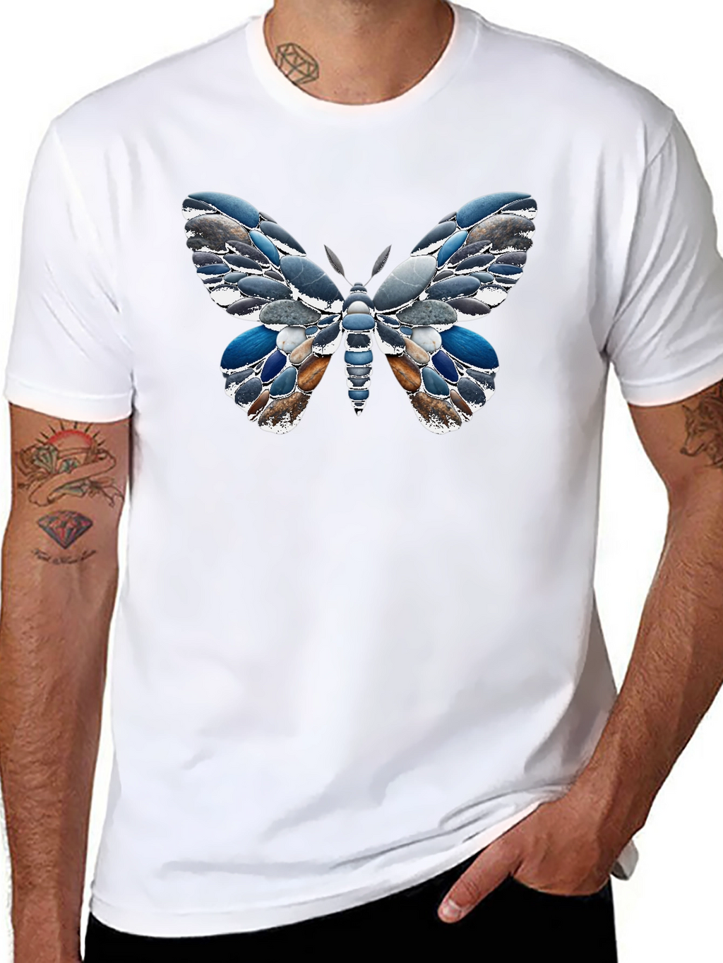 Stone Butterfly Graphic Tee - Unique Nature Design
