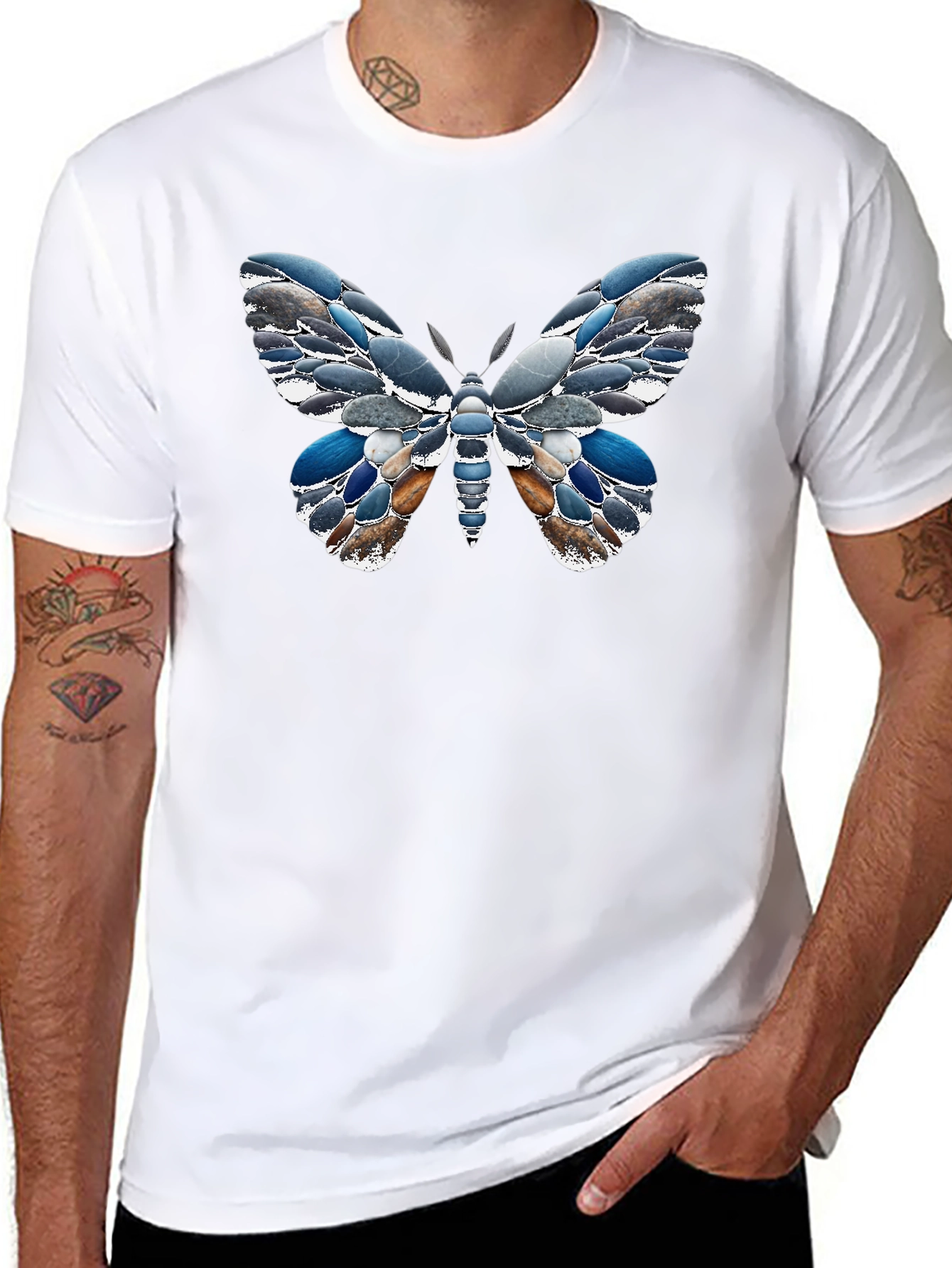 Stone Butterfly Graphic Tee - Unique Nature Design