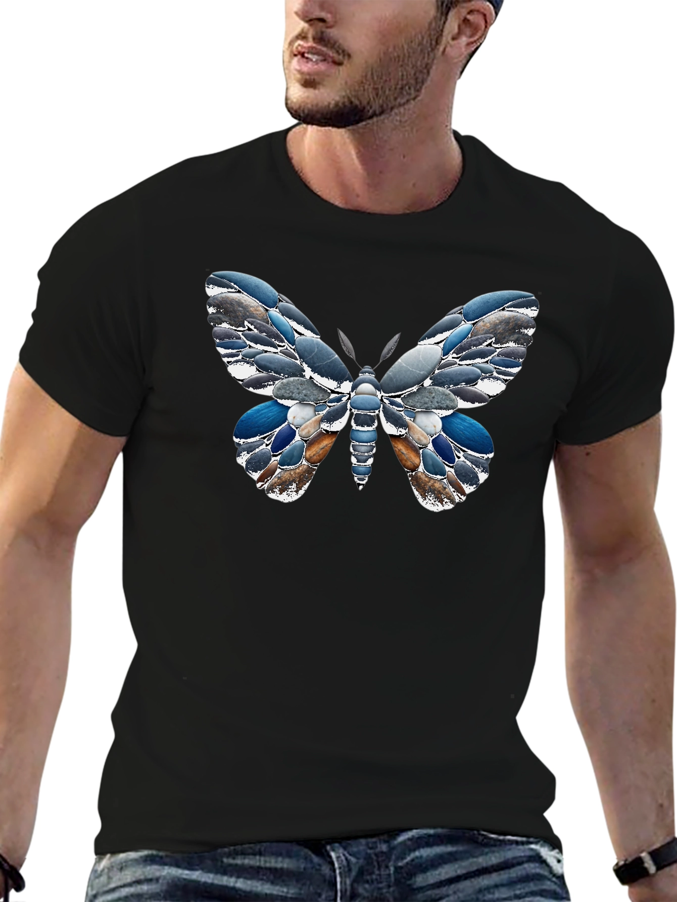 Stone Butterfly Graphic Tee - Unique Nature Design