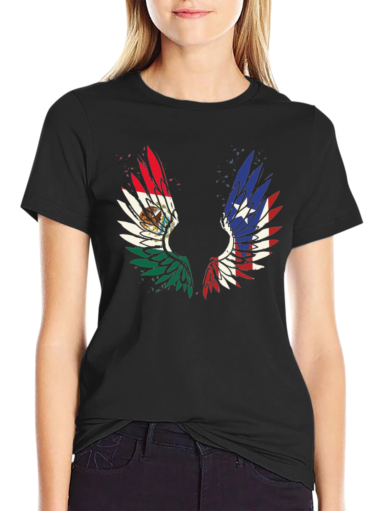 Mexico-Texas Wings Graphic T-Shirt