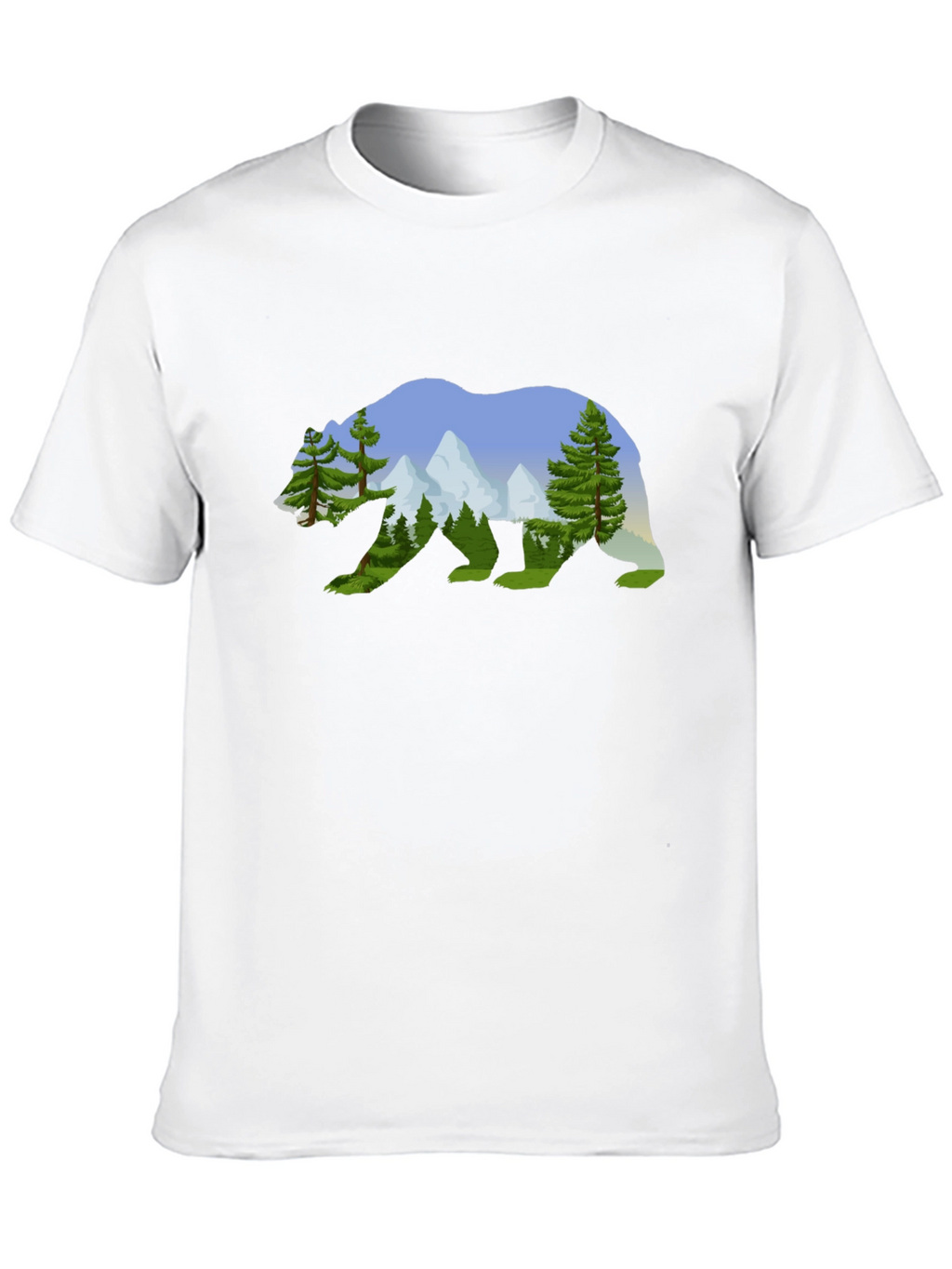 Nature Bear Graphic Tee - Black Cotton Shirt