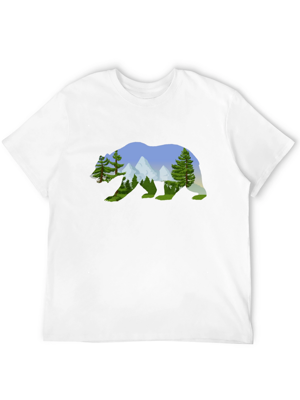 Nature Bear Graphic Tee - Black Cotton Shirt