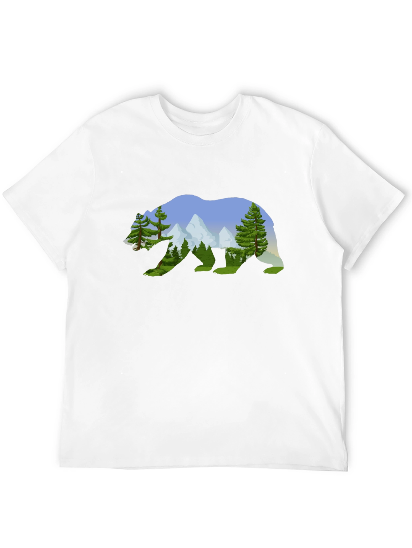 Nature Bear Graphic Tee - Black Cotton Shirt