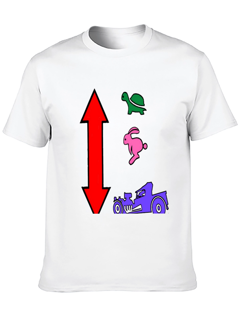 Turtle Rabbit Racecar Black T-Shirt