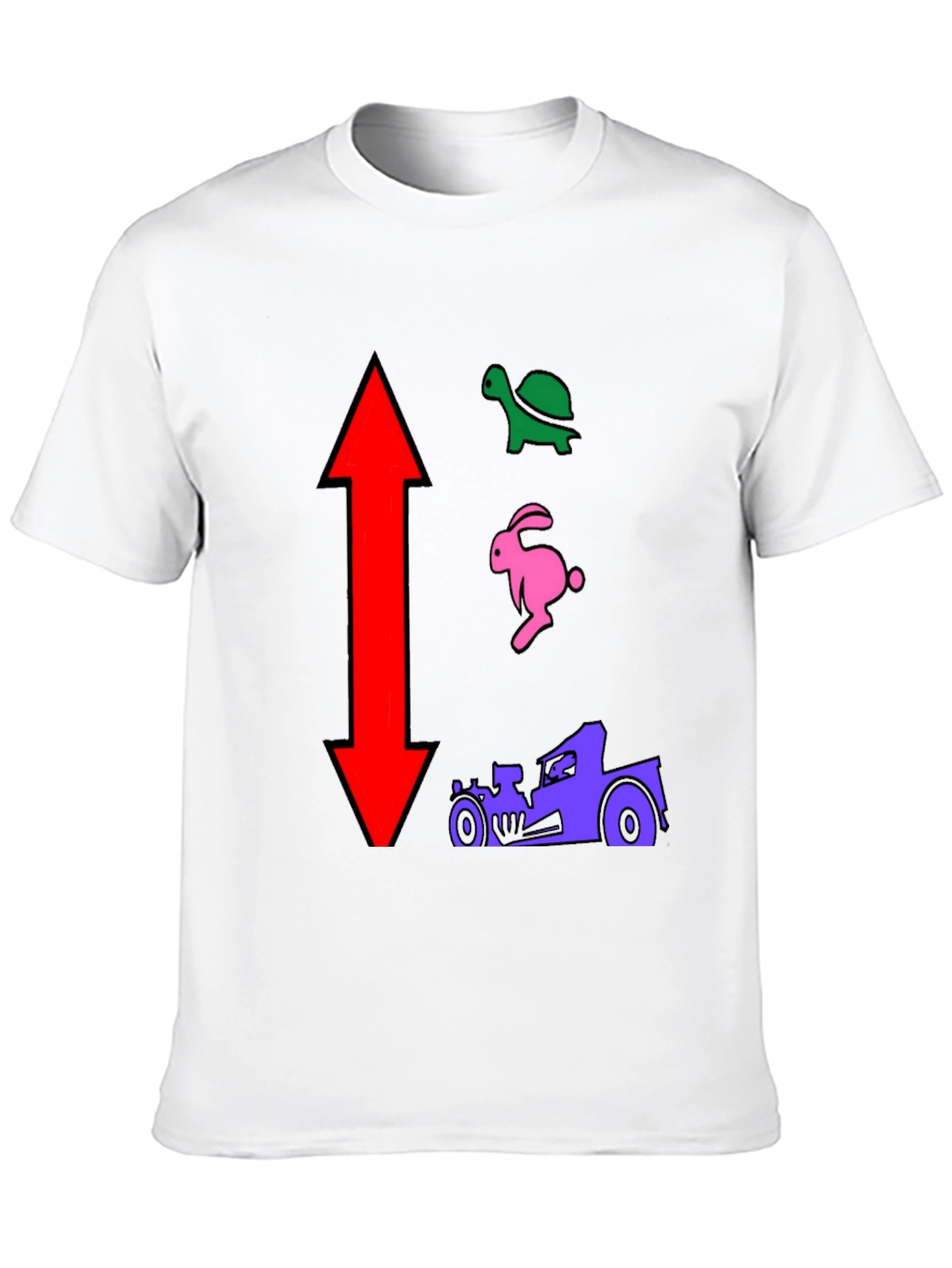 Turtle Rabbit Racecar Black T-Shirt