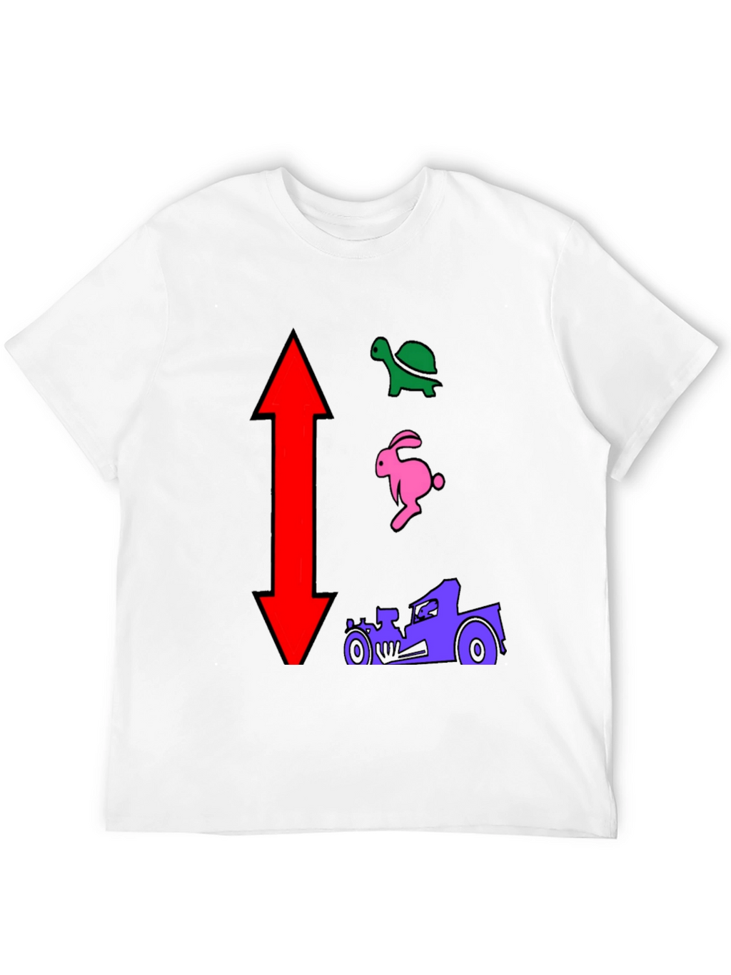 Turtle Rabbit Racecar Black T-Shirt