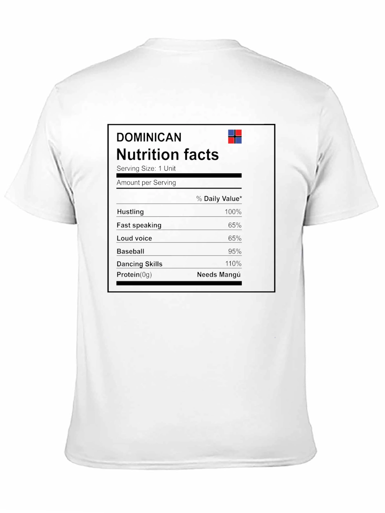 Dominican Nutrition Facts Graphic T-Shirt