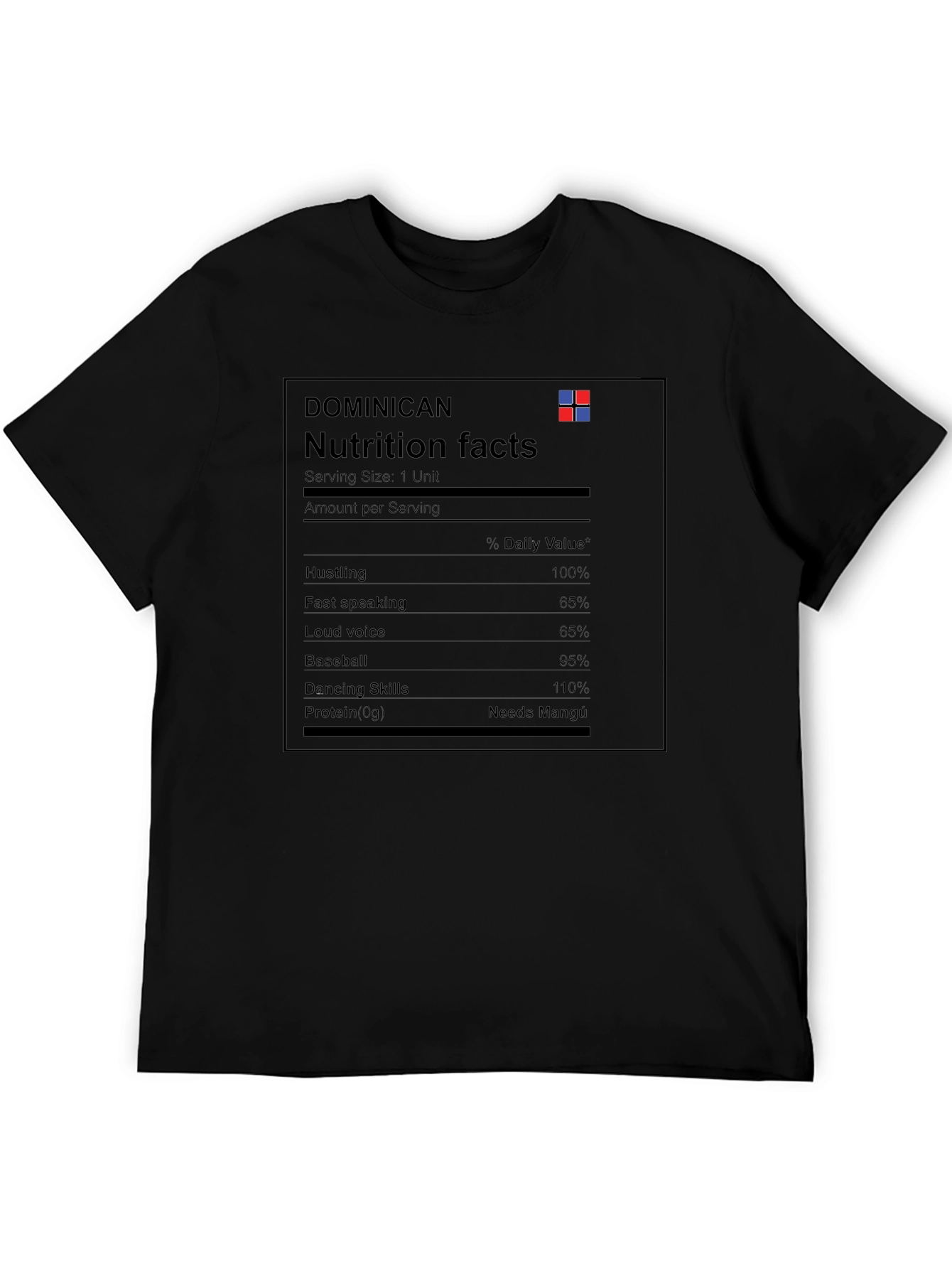 Dominican Nutrition Facts Graphic T-Shirt
