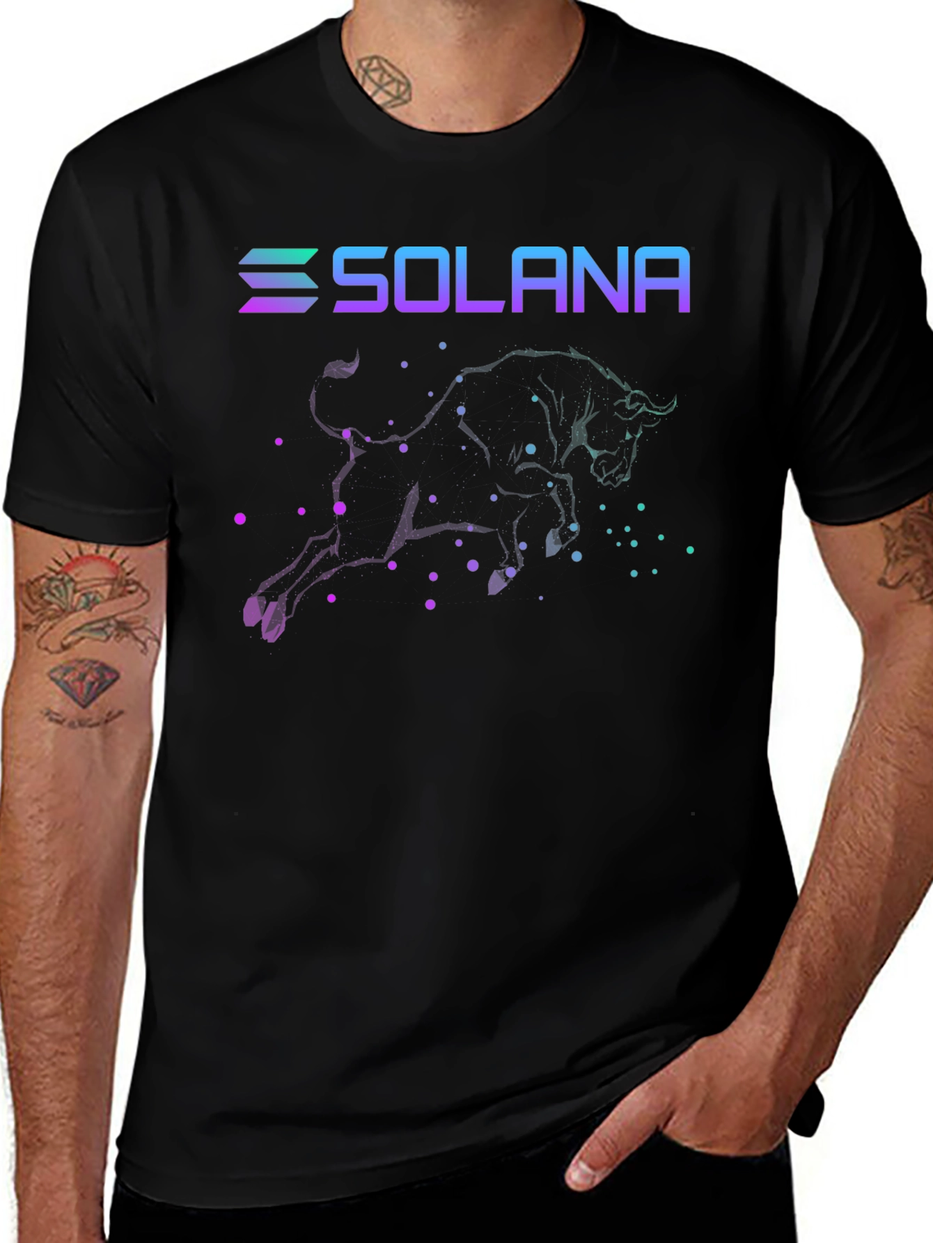 Solana Bull T-Shirt Crypto Black Tee