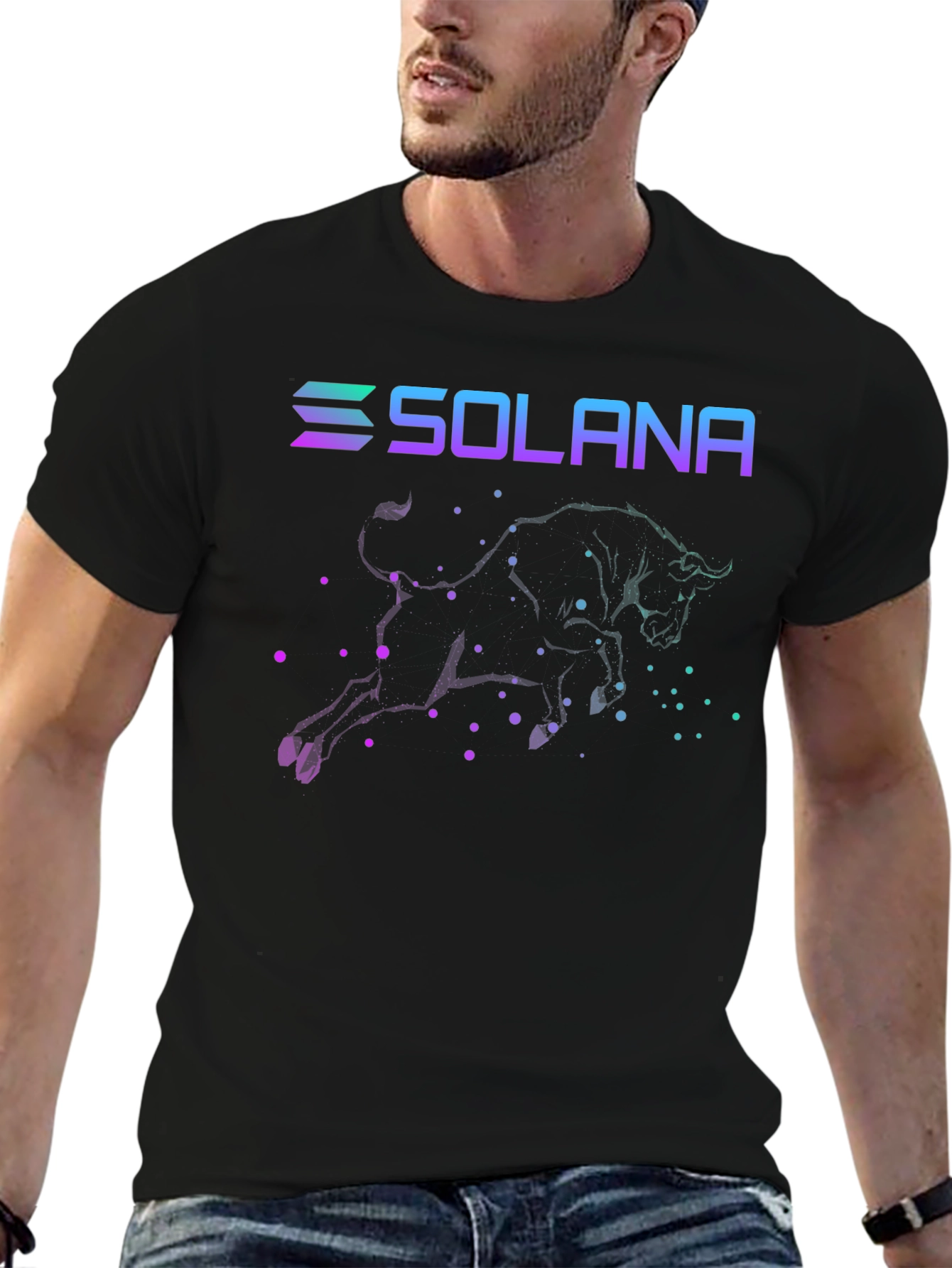 Solana Bull T-Shirt Crypto Black Tee