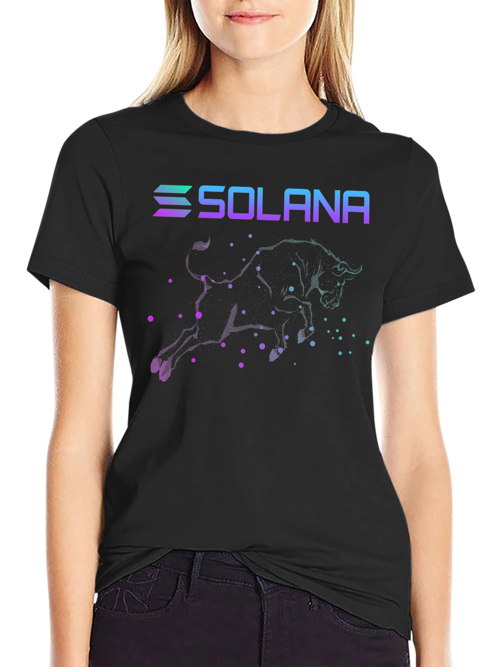 Solana Bull T-Shirt Crypto Black Tee