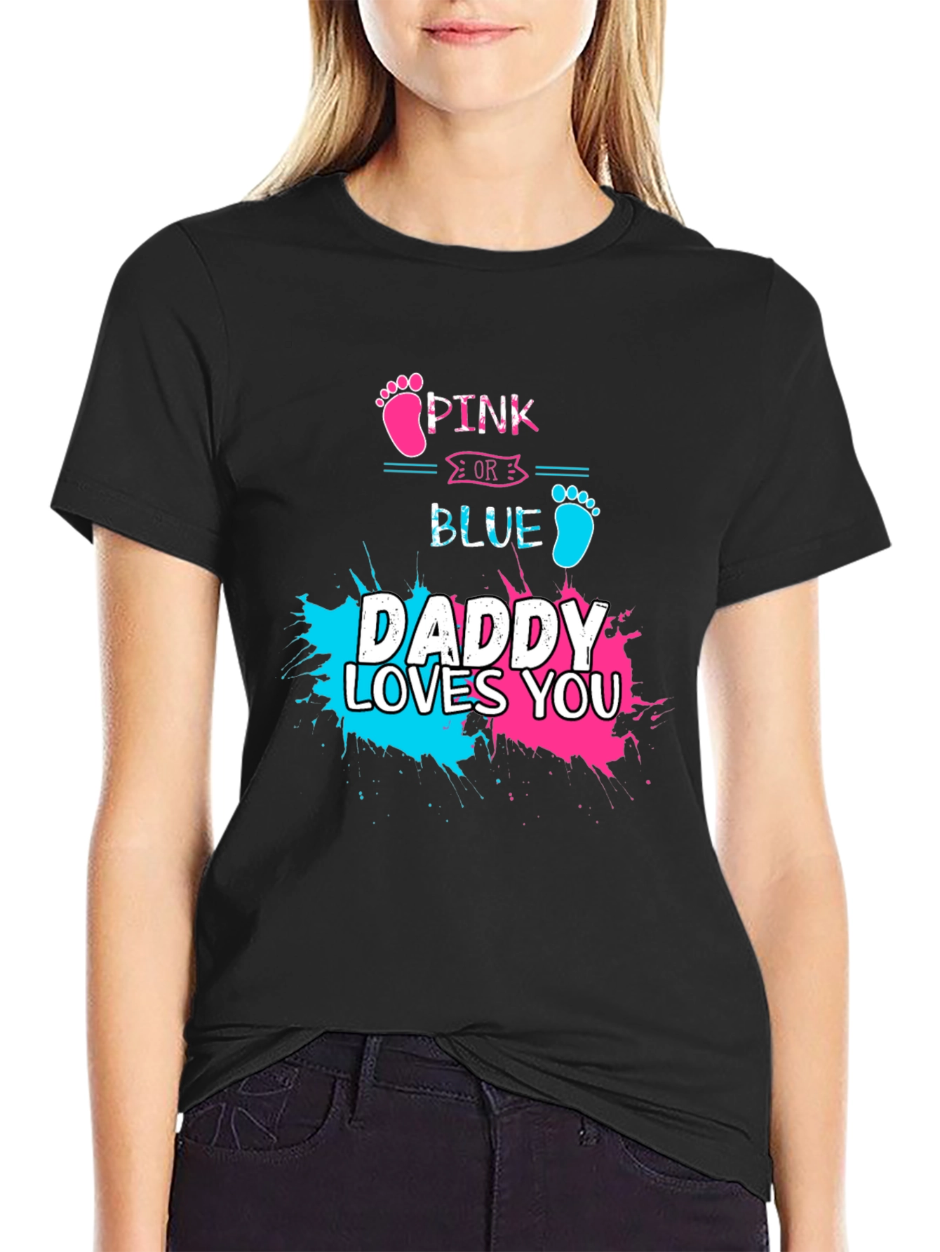 Pink or Blue Daddy Loves You T-Shirt Gender Reveal