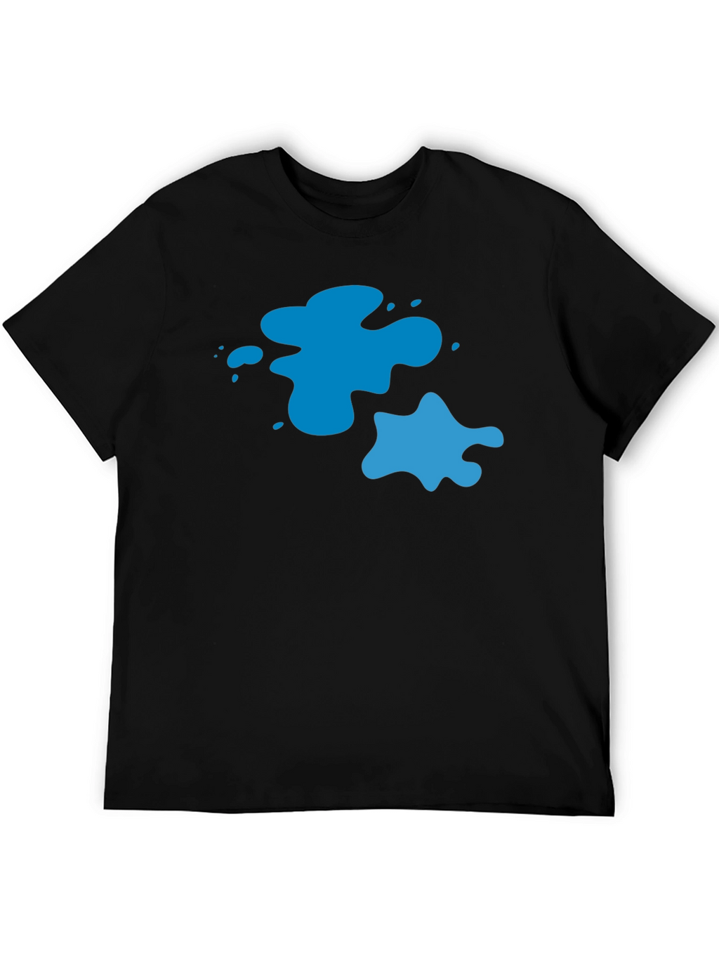 Cool Blue Splatter Graphic Tee - Black Casual T-Shirt
