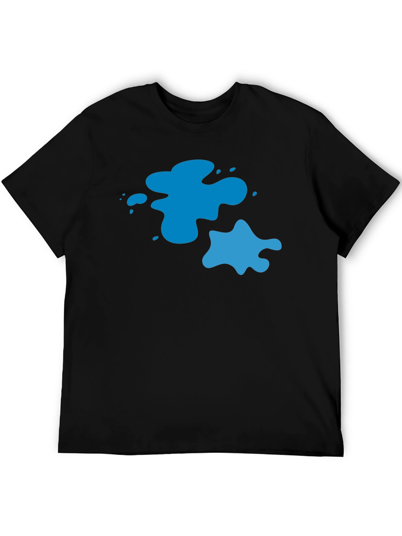 Cool Blue Splatter Graphic Tee - Black Casual T-Shirt